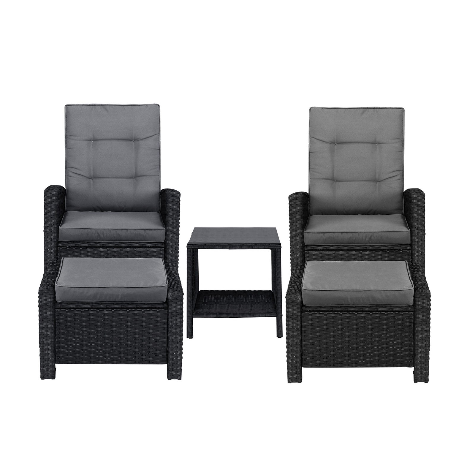 Livsip Outdoor Recliner Chair & Table Set Wicker lounge Patio Furniture Setting - Sunyee