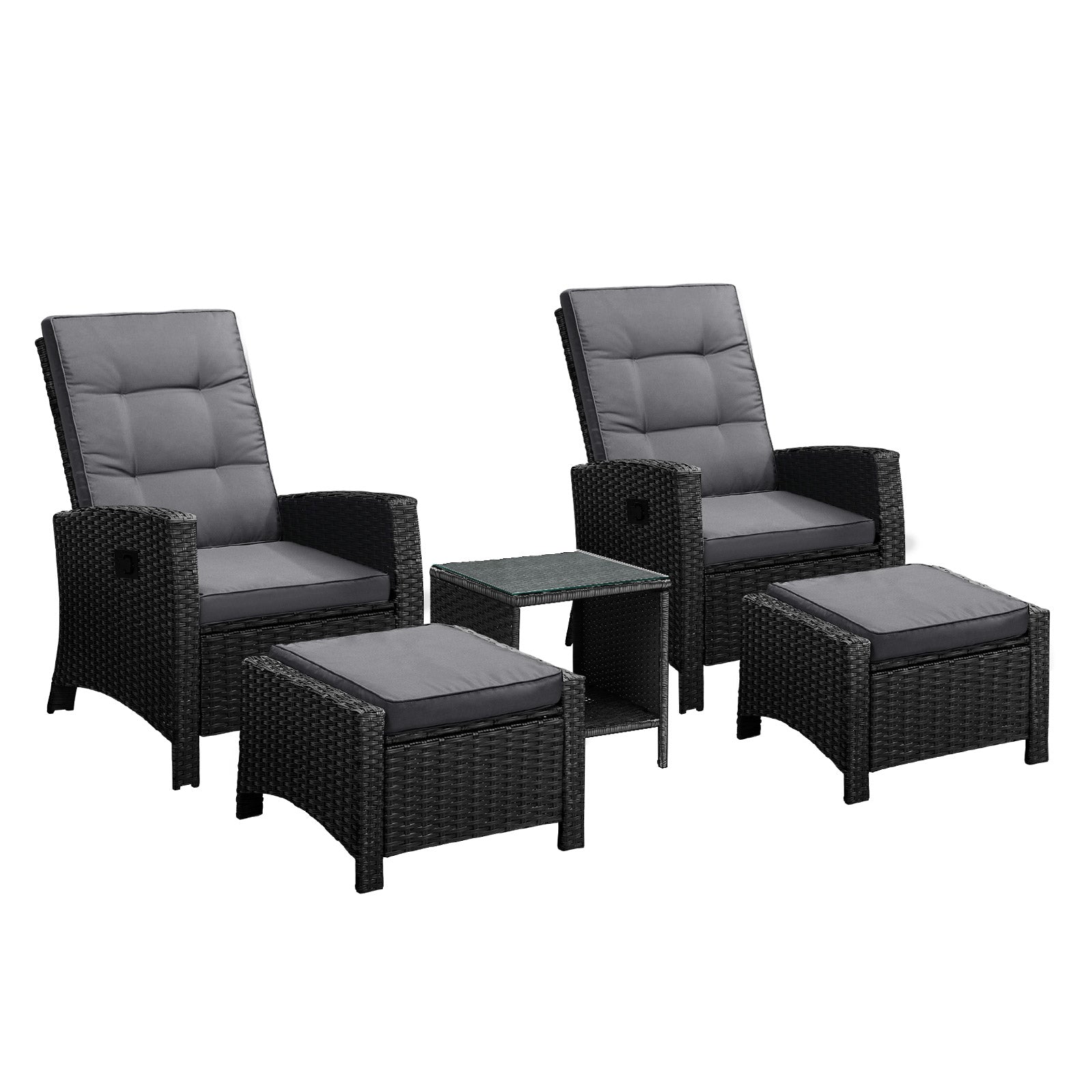 Livsip Outdoor Recliner Chairs Sun Lounger Wicker Sofa Patio Furniture Setting - Sunyee