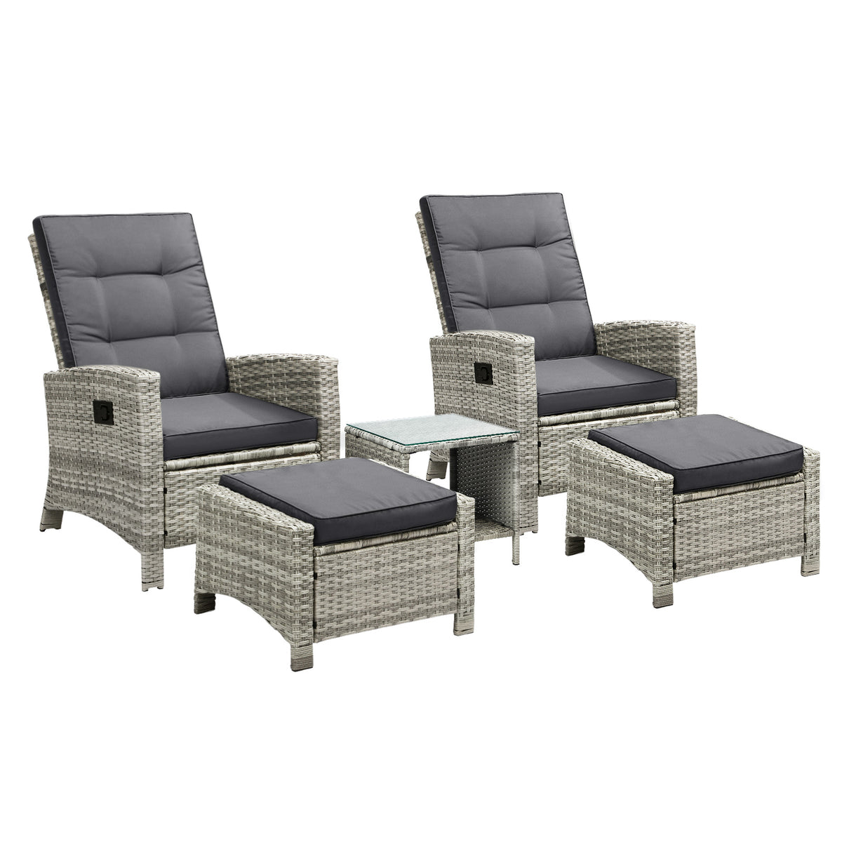 Livsip Recliner Chairs Outdoor Sun Lounge Wicker Sofa Patio Furniture Setting - Sunyee