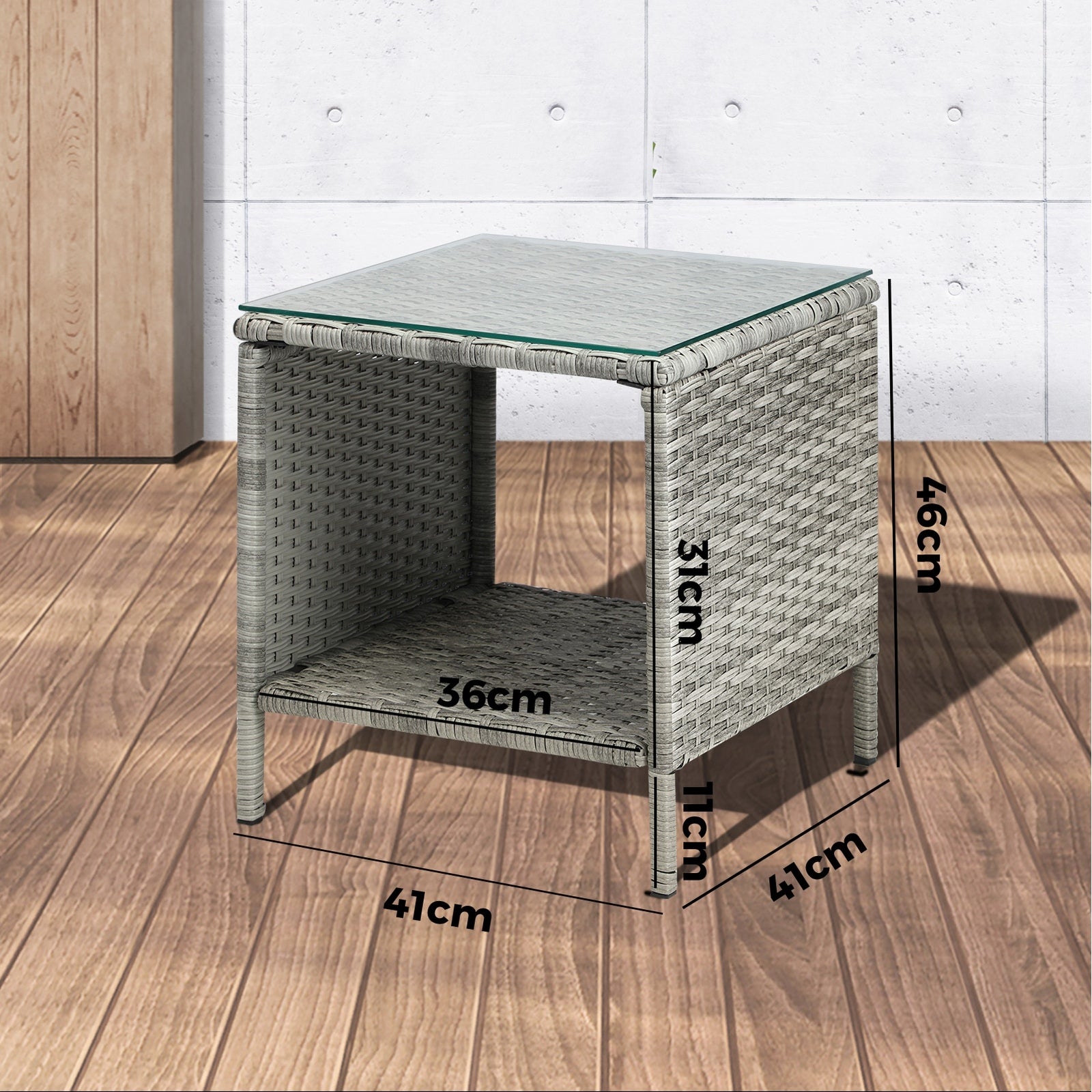 Livsip Rattan Side Table Outdoor Furniture Coffee Patio Desk Indoor Garden Decor - Sunyee