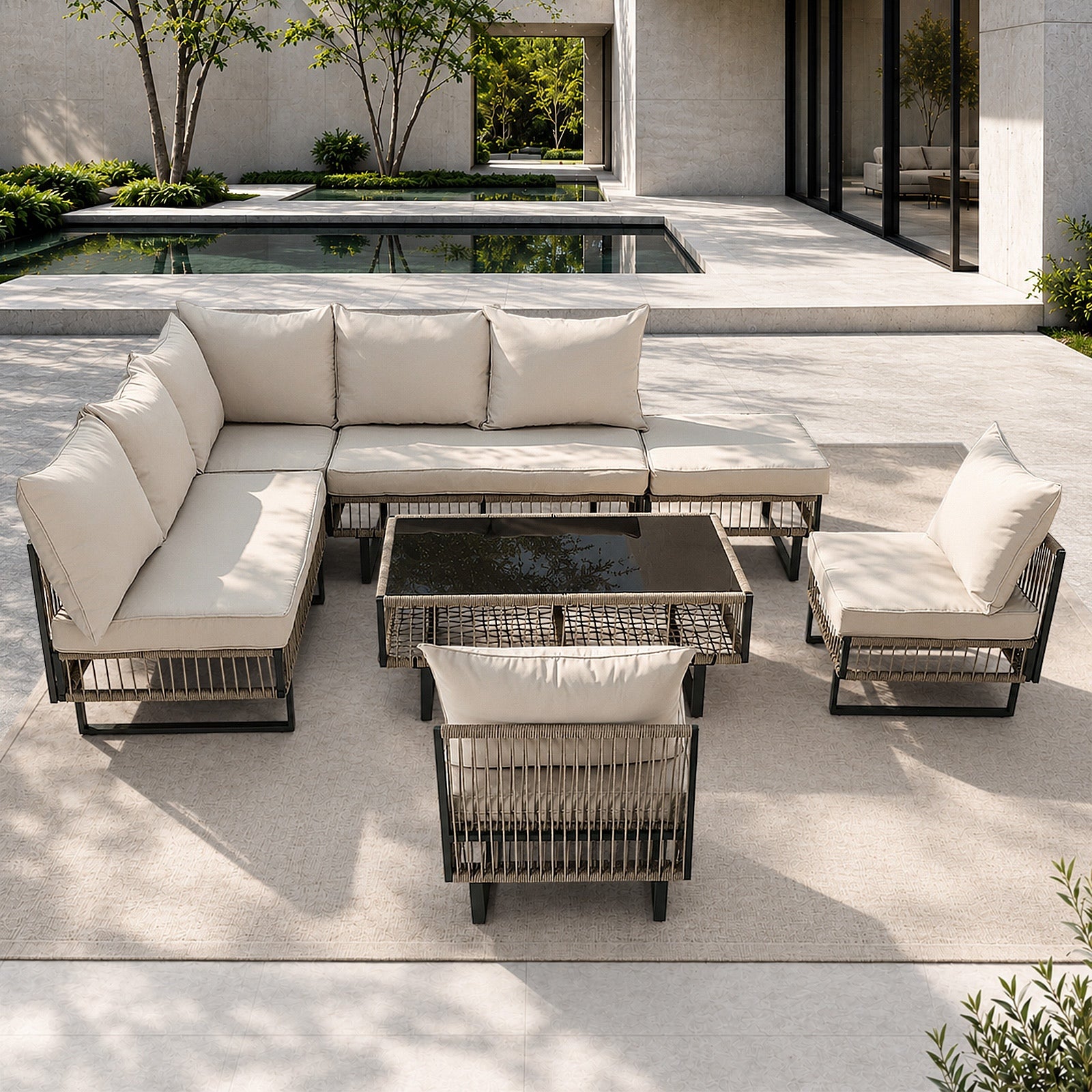 Livsip 7 Seater Outdoor Sofa Set Modular Lounge Setting Patio Garden Furniture