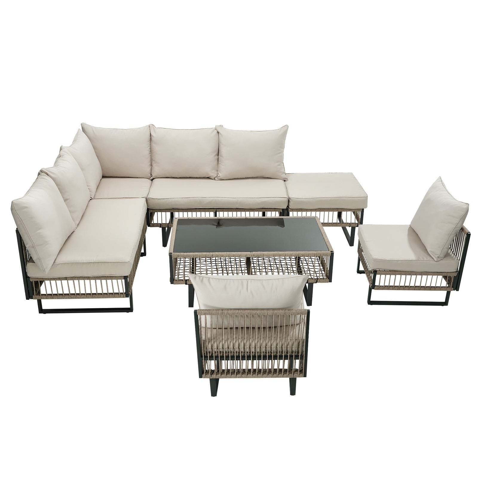 Livsip 7 Seater Outdoor Sofa Set Modular Lounge Setting Patio Garden Furniture