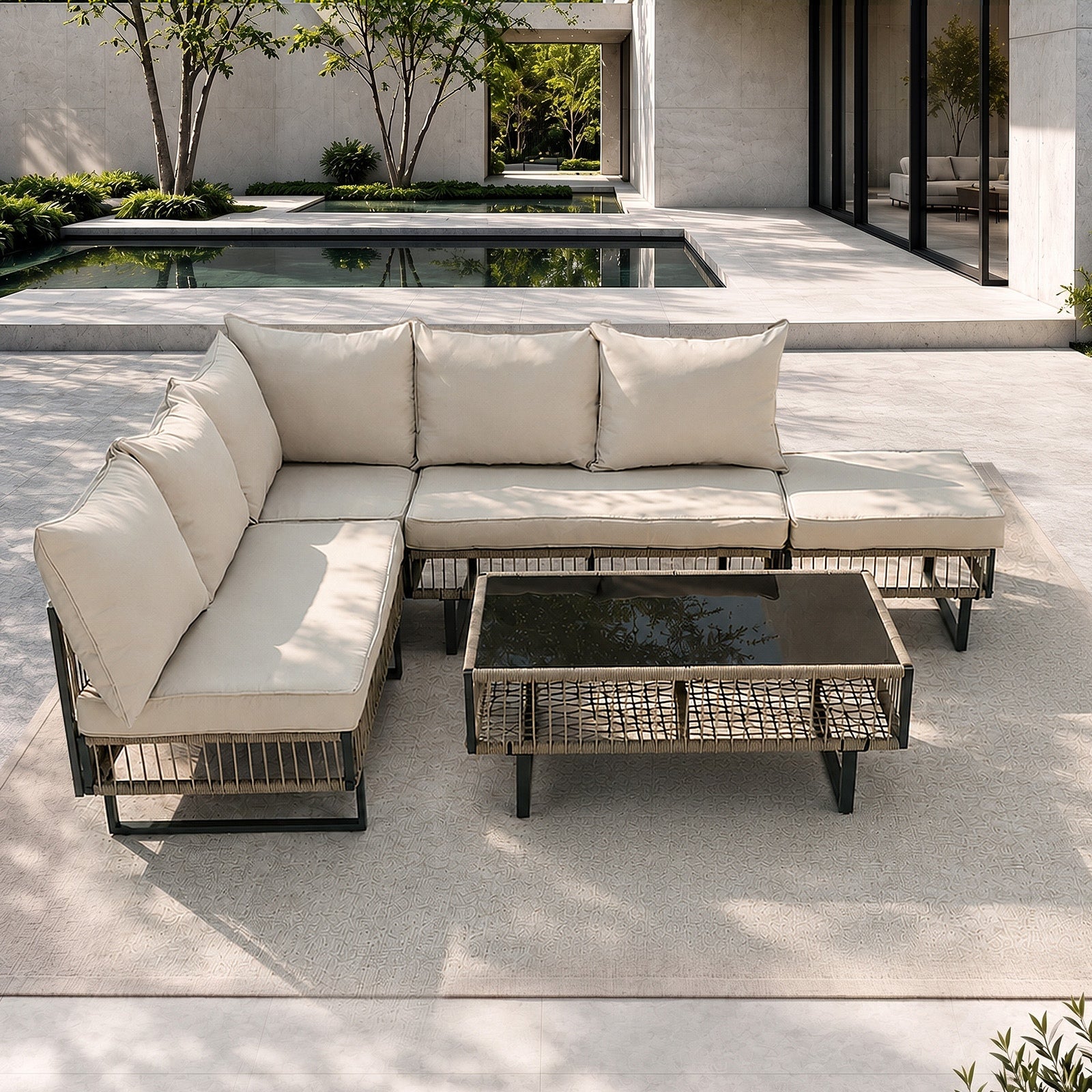 Livsip 5 Seater Outdoor Sofa Set Modular Lounge Setting Patio Garden Furniture