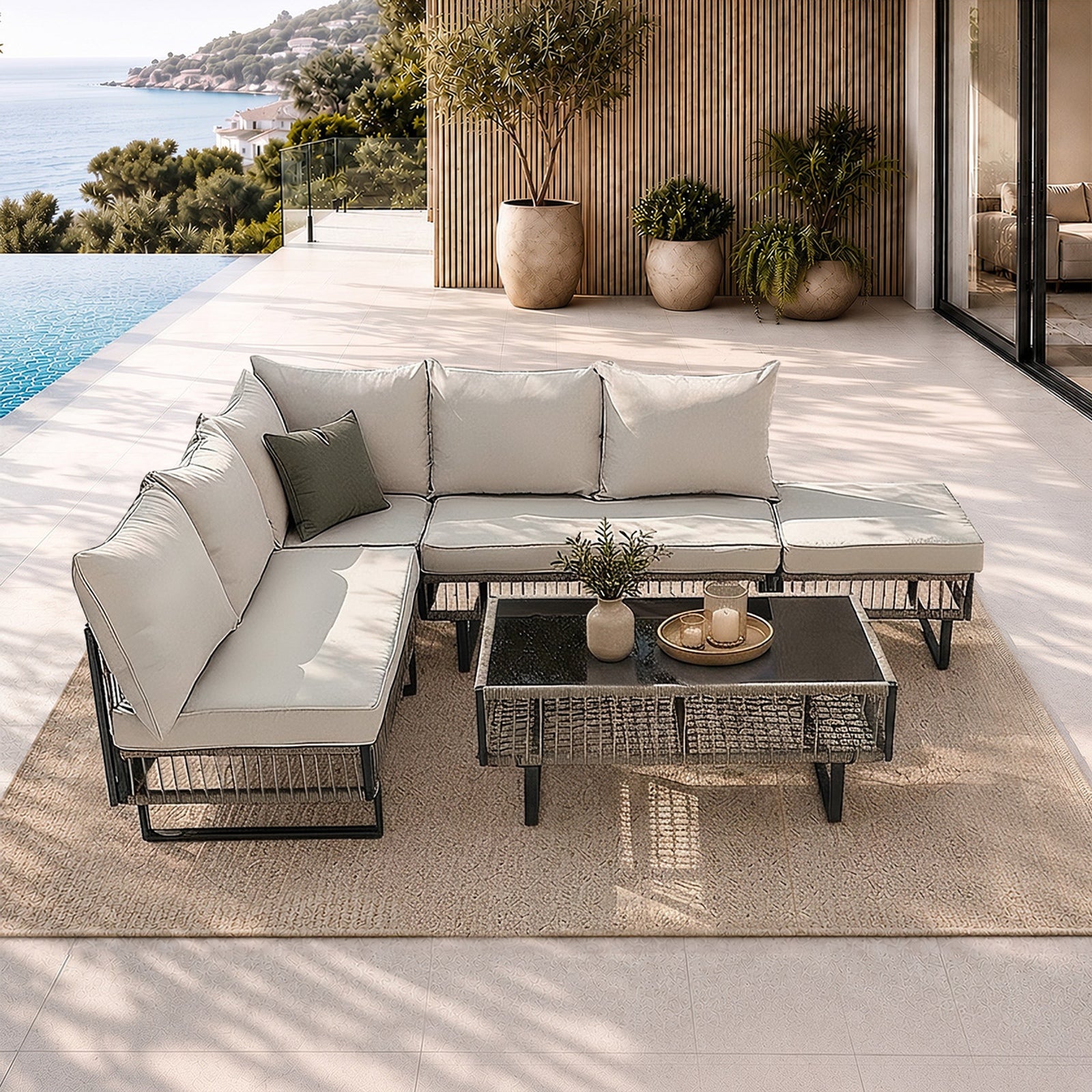 Livsip 5 Seater Outdoor Sofa Set Modular Lounge Setting Patio Garden Furniture