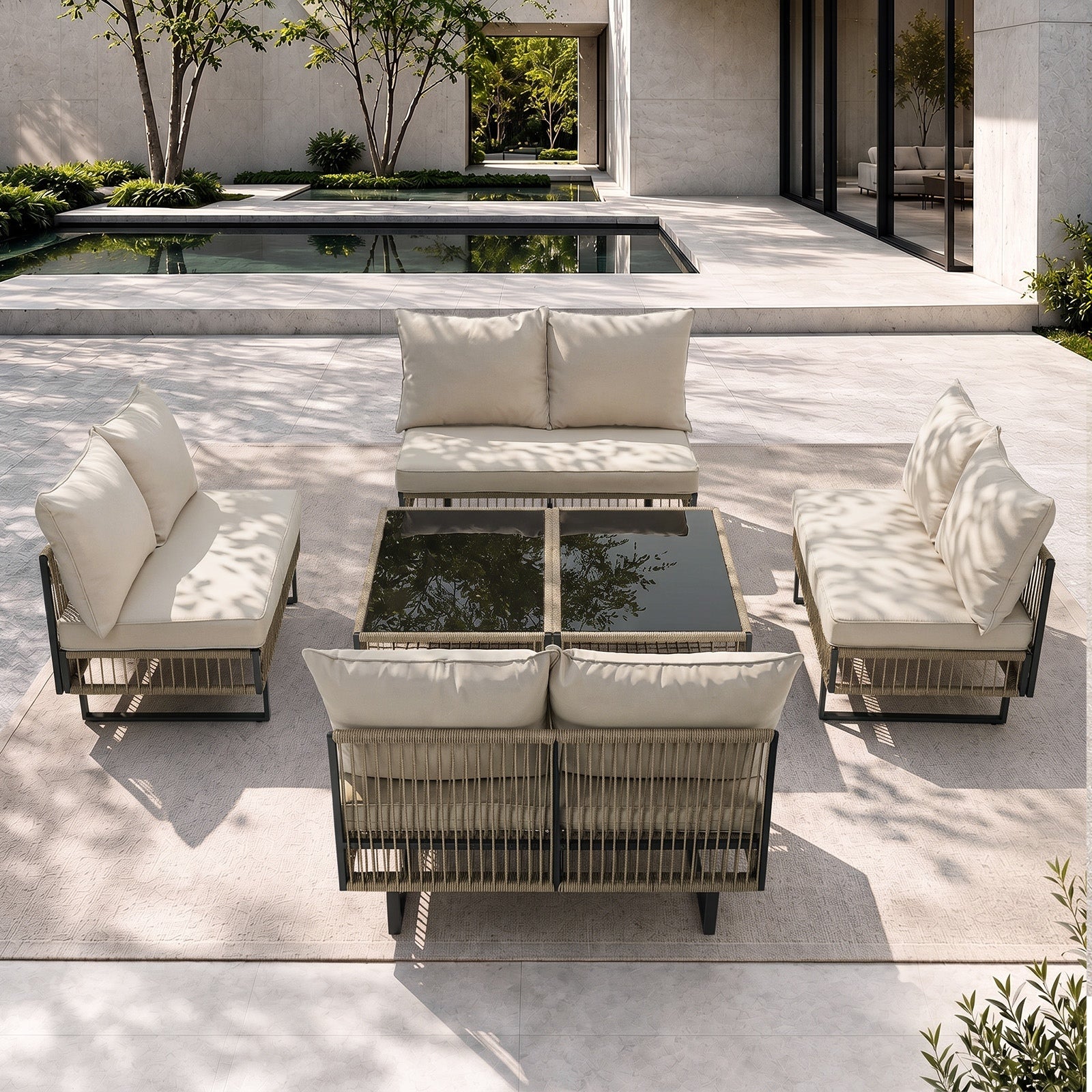Livsip 8 Seater Outdoor Sofa Set Lounge Setting with Table Patio Furniture
