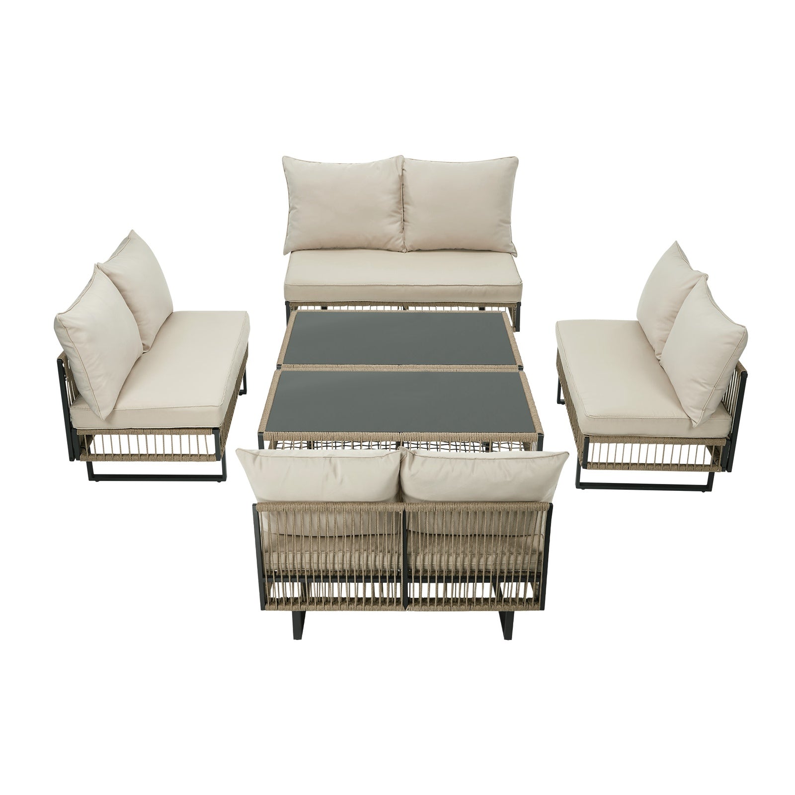 Livsip 8 Seater Outdoor Sofa Set Lounge Setting with Table Patio Furniture