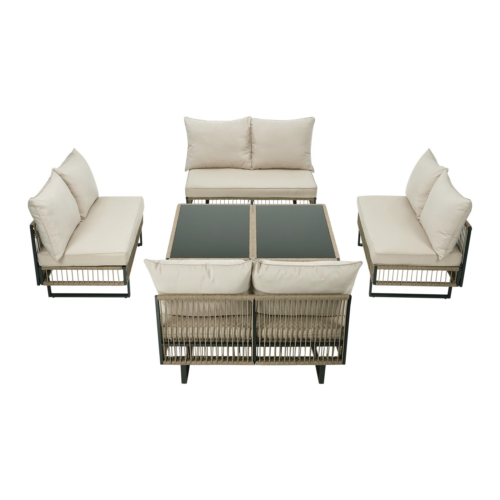 Livsip 8 Seater Outdoor Sofa Set Lounge Setting with Table Patio Furniture