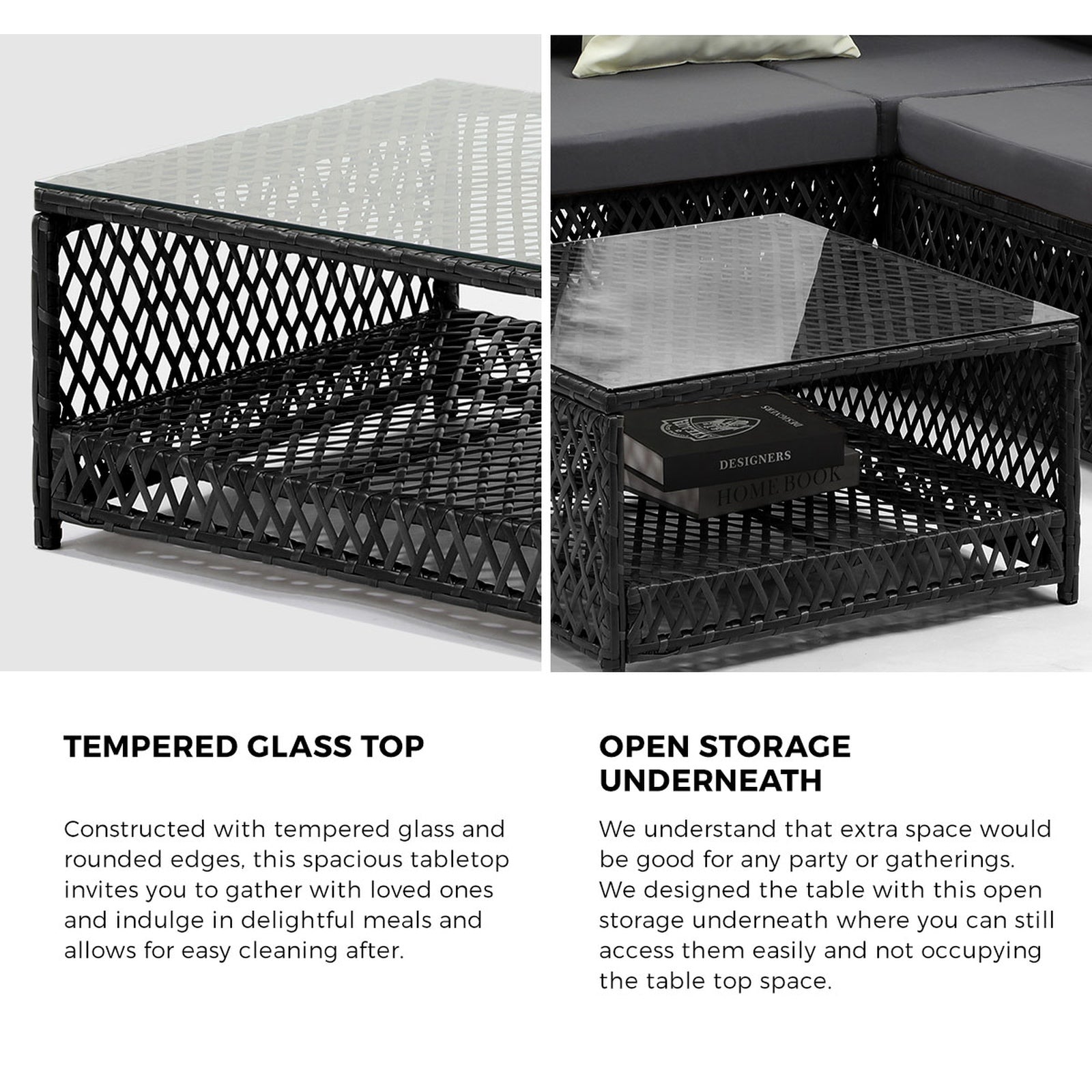 Livsip Outdoor Sofa Set 4 Seater Wicker Rattan Garden Lounge Setting Table Chair - Sunyee