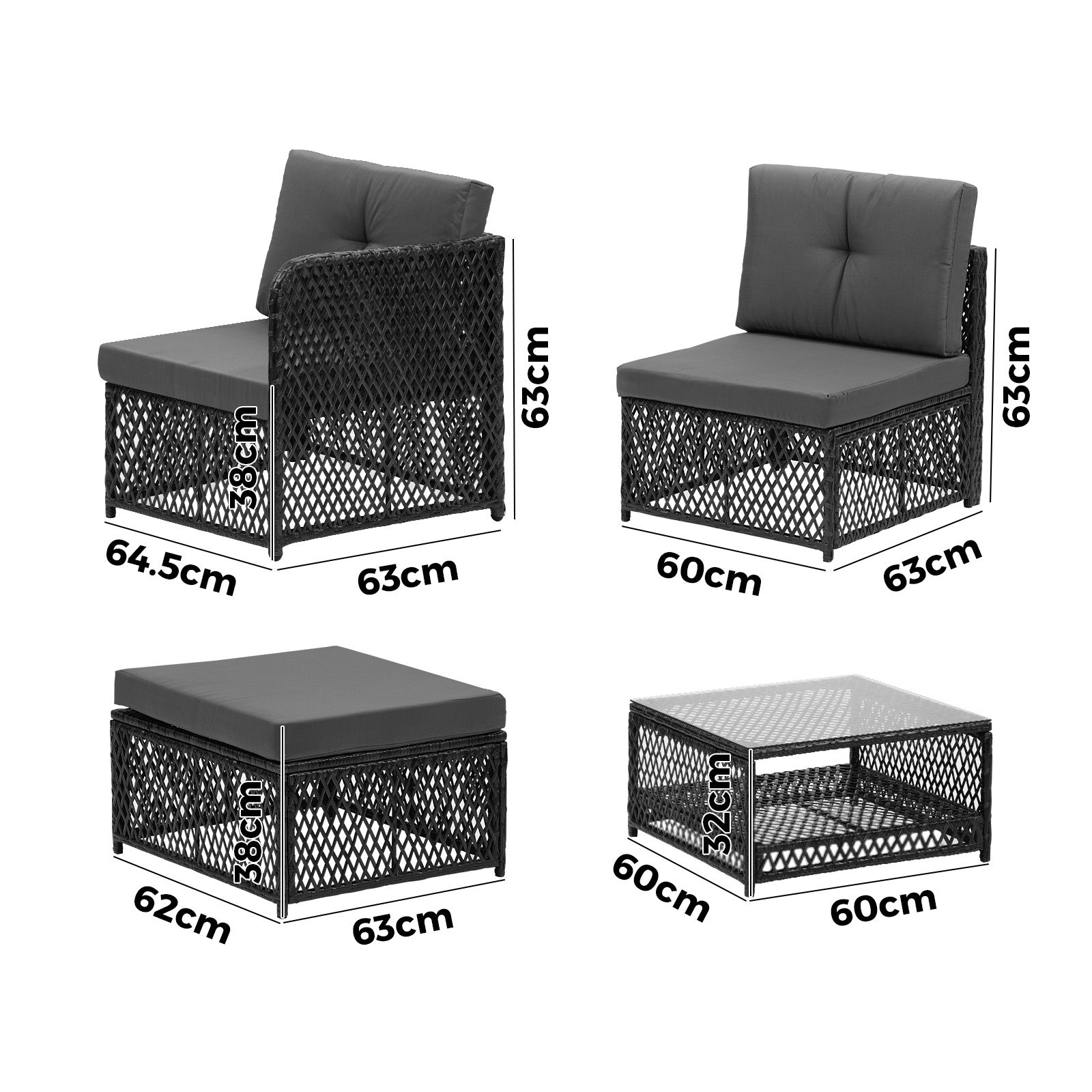 Livsip Outdoor Sofa Set 4 Seater Wicker Rattan Garden Lounge Setting Table Chair - Sunyee