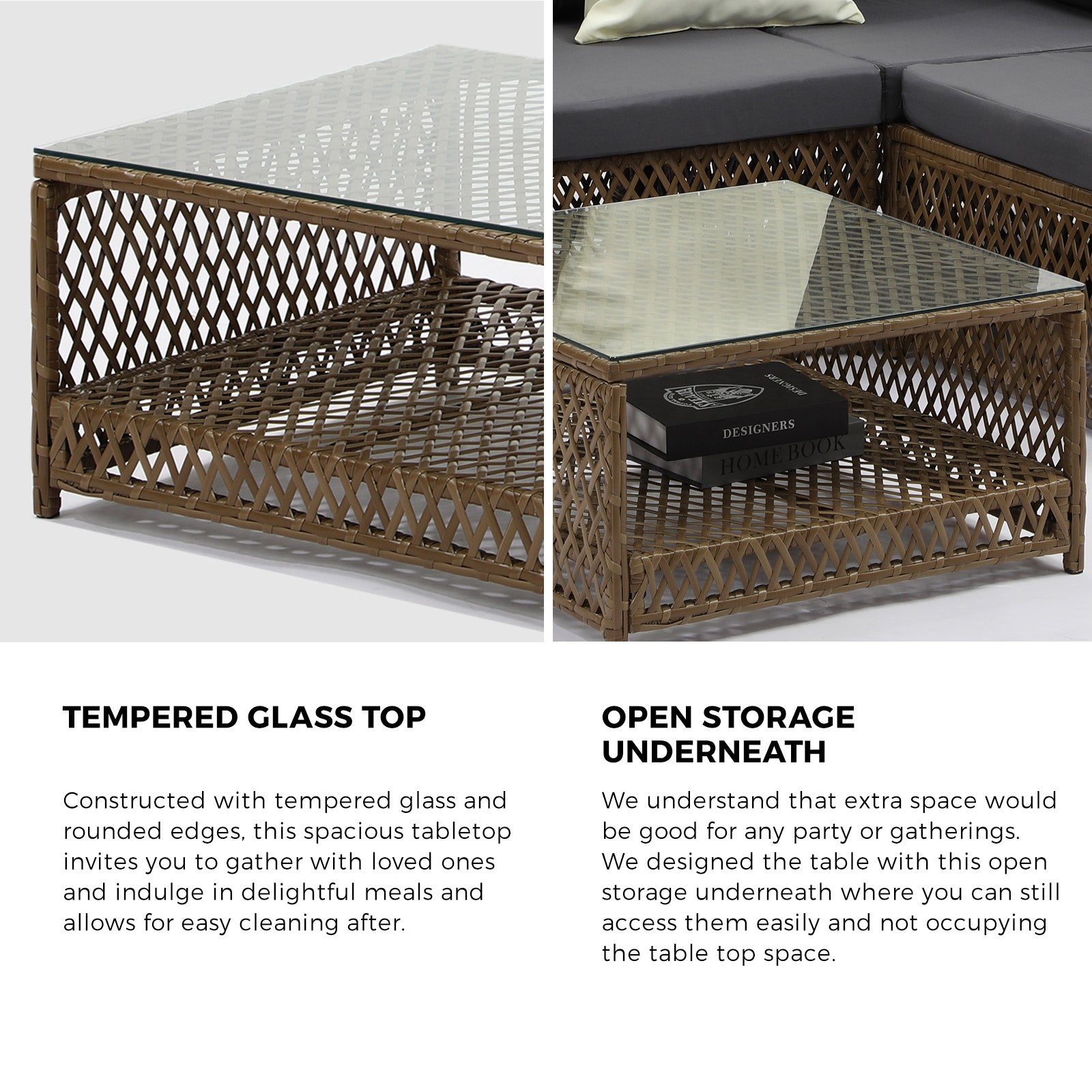 Livsip Outdoor Furniture Lounge Setting 4 Seater Wicker Sofa Set Patio Garden - Sunyee