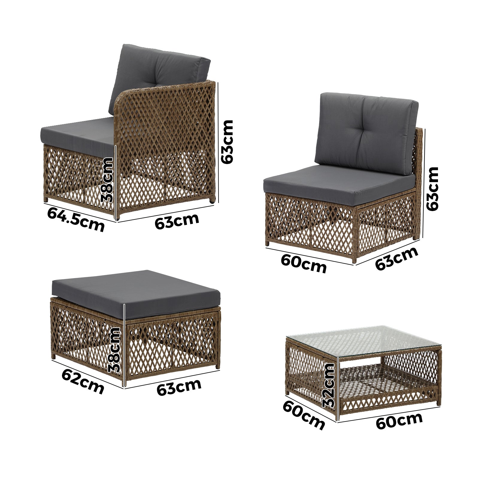 Livsip Outdoor Furniture Lounge Setting 6 Seater Wicker Sofa Set Patio Garden - Sunyee