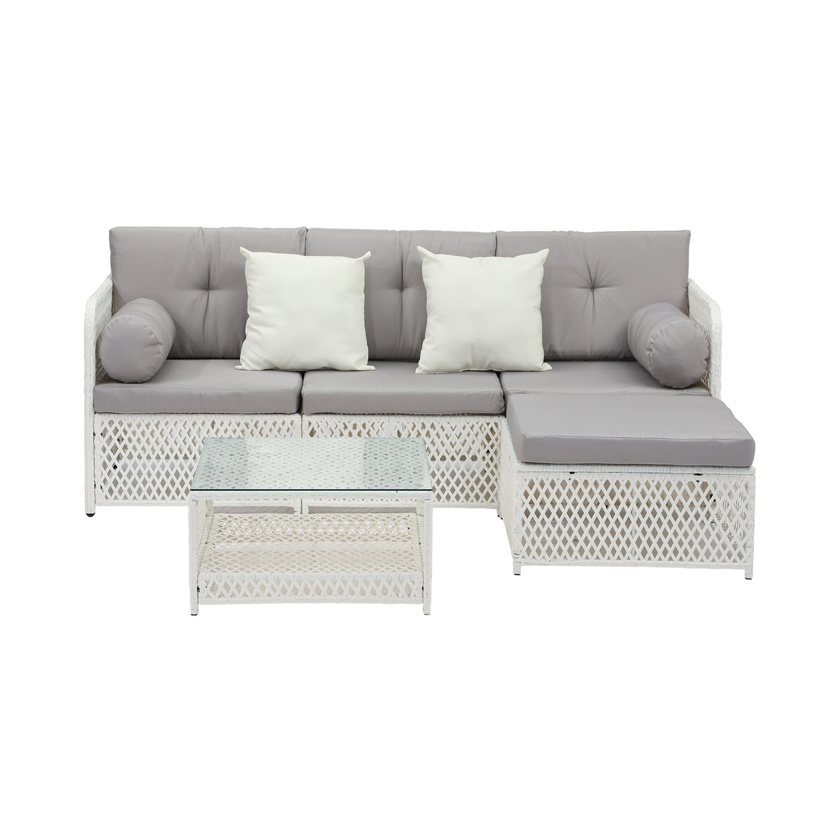 Livsip Outdoor Furniture Sofa Set 5PCS Wicker Lounge Setting Table Chairs Garden - Sunyee