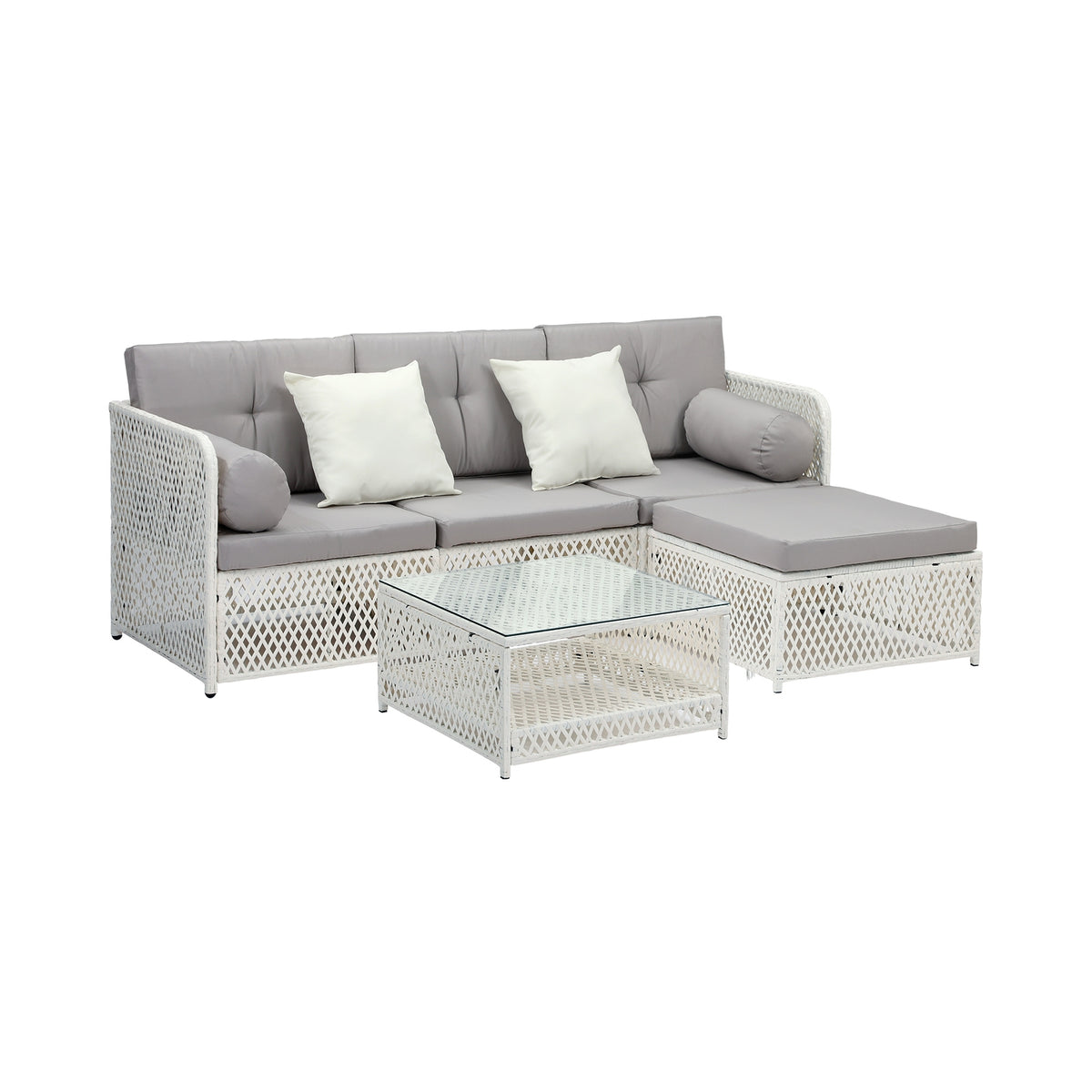 Livsip Outdoor Furniture Sofa Set 5PCS Wicker Lounge Setting Table Chairs Garden - Sunyee