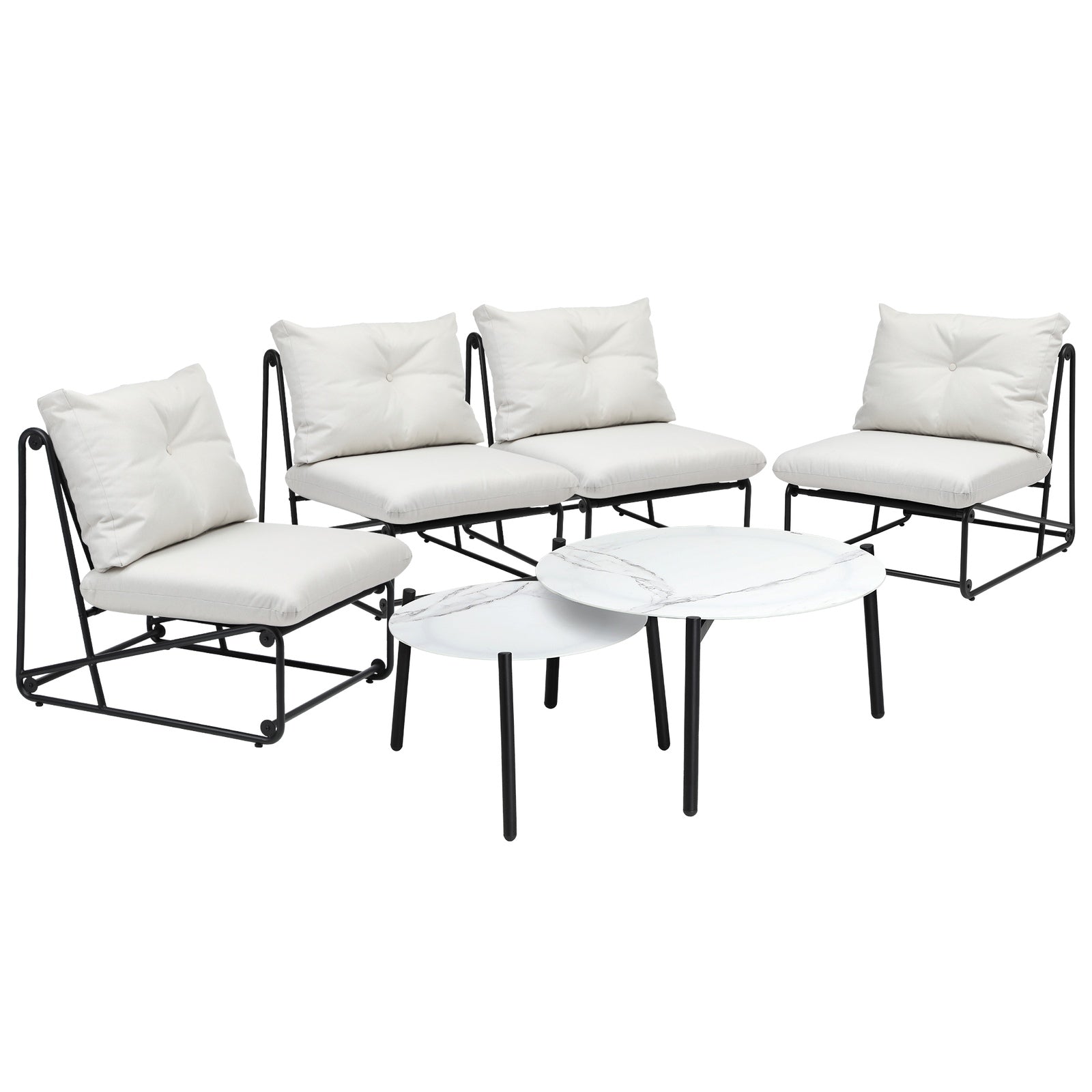 Livsip Outdoor Sofa Set 6 PCS Lounge Setting Table Chairs Patio Furniture Beige - Sunyee