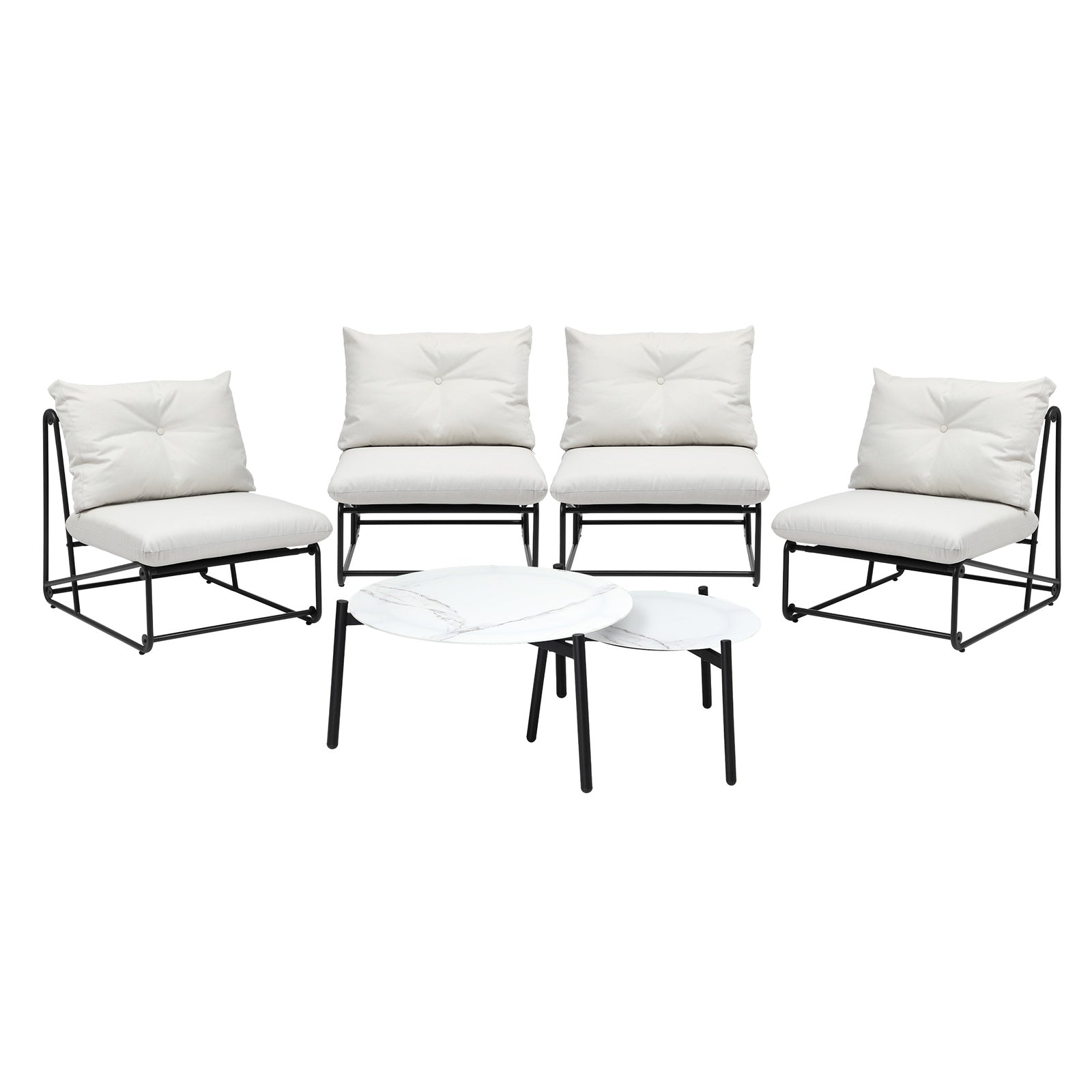 Livsip Outdoor Sofa Set 6 PCS Lounge Setting Table Chairs Patio Furniture Beige - Sunyee