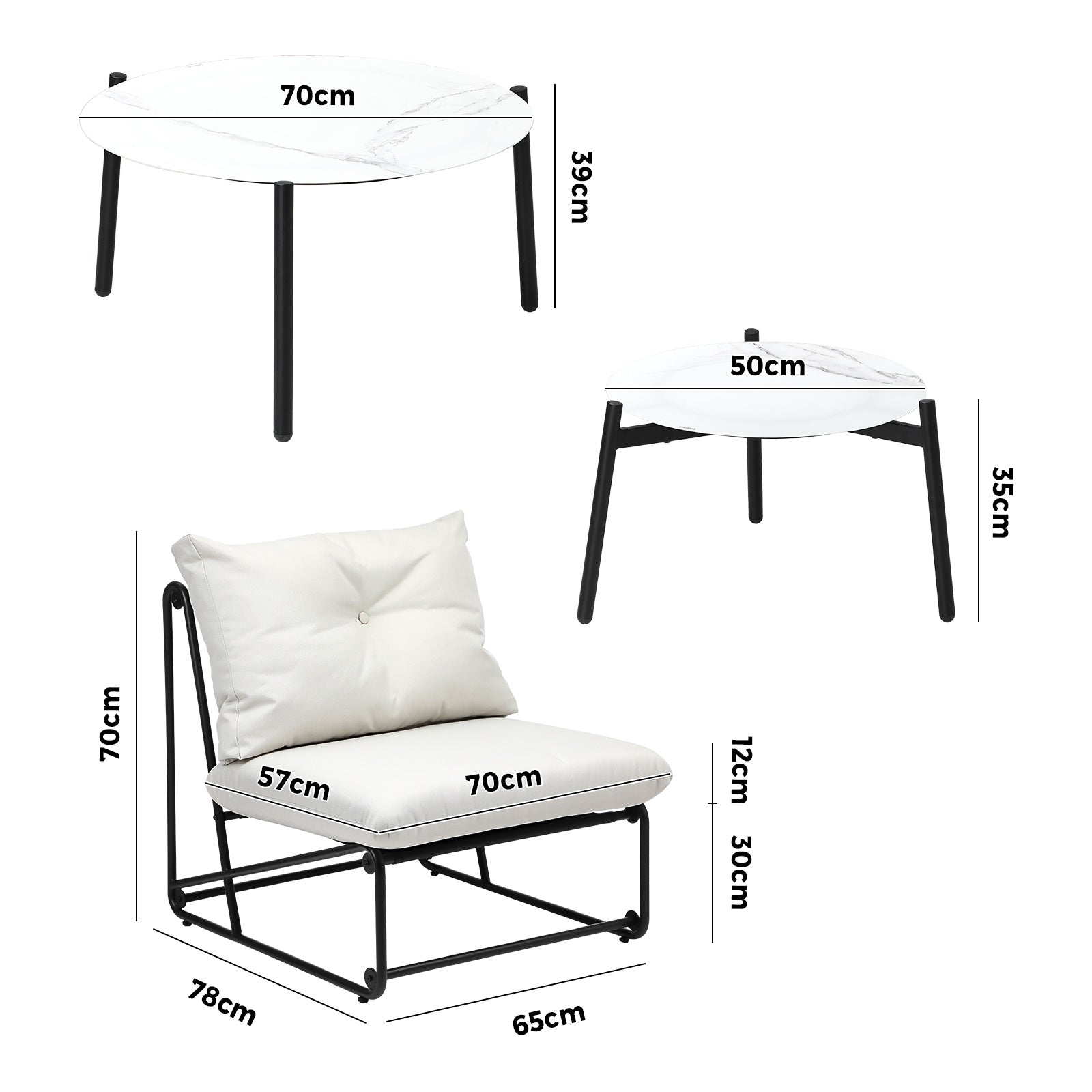 Livsip Outdoor Sofa Set 6 PCS Lounge Setting Table Chairs Patio Furniture Beige - Sunyee