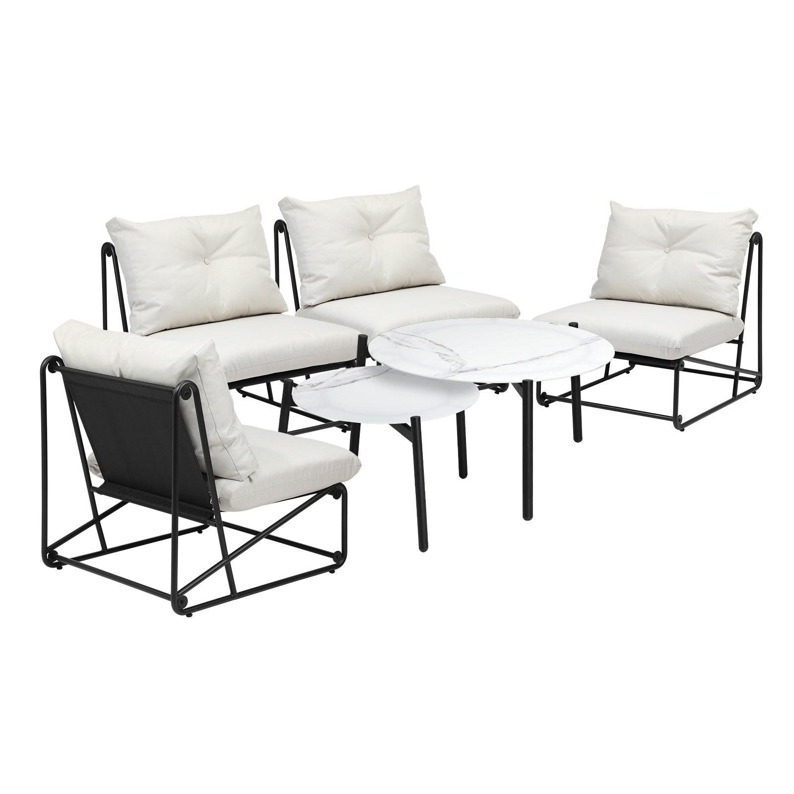 Livsip Outdoor Sofa Set 6 PCS Lounge Setting Table Chairs Patio Furniture Beige - Sunyee