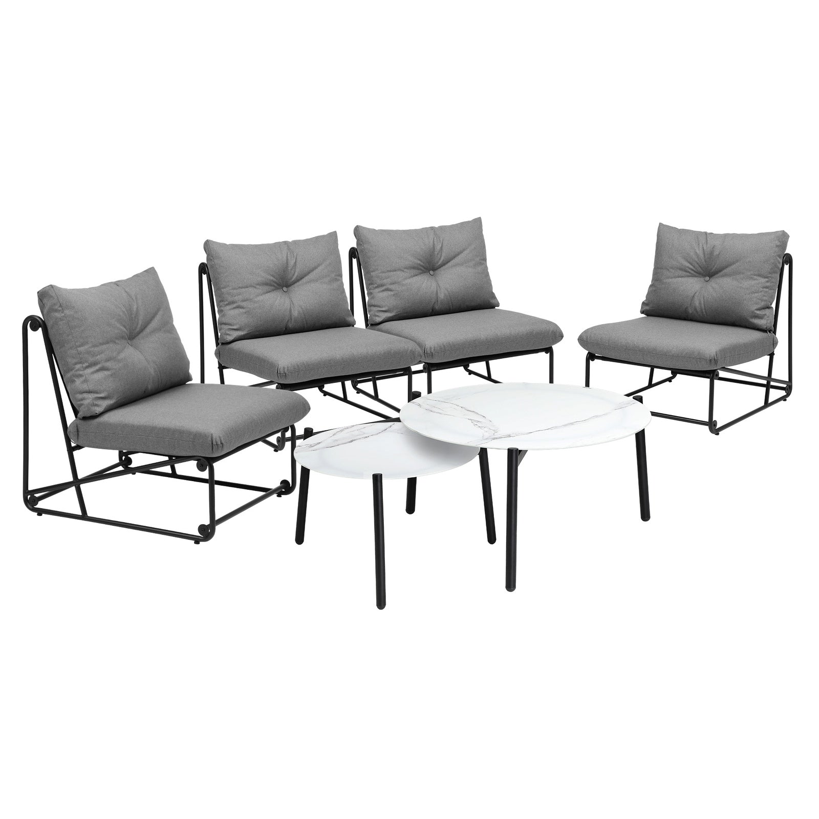 Livsip Outdoor Sofa Set 6 PCS Lounge Setting Table Chairs Patio Furniture Grey - Sunyee