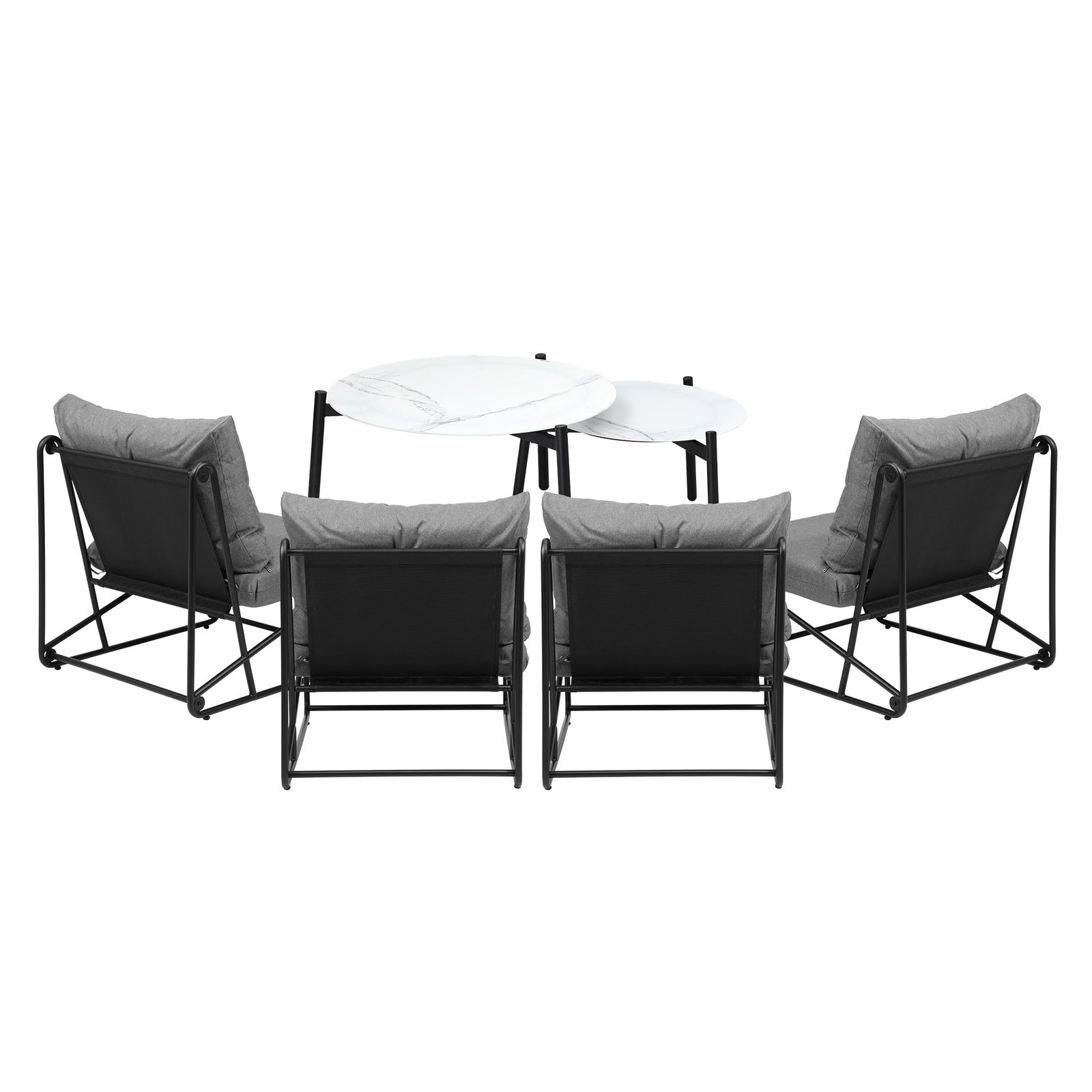 Livsip Outdoor Sofa Set 6 PCS Lounge Setting Table Chairs Patio Furniture Grey - Sunyee
