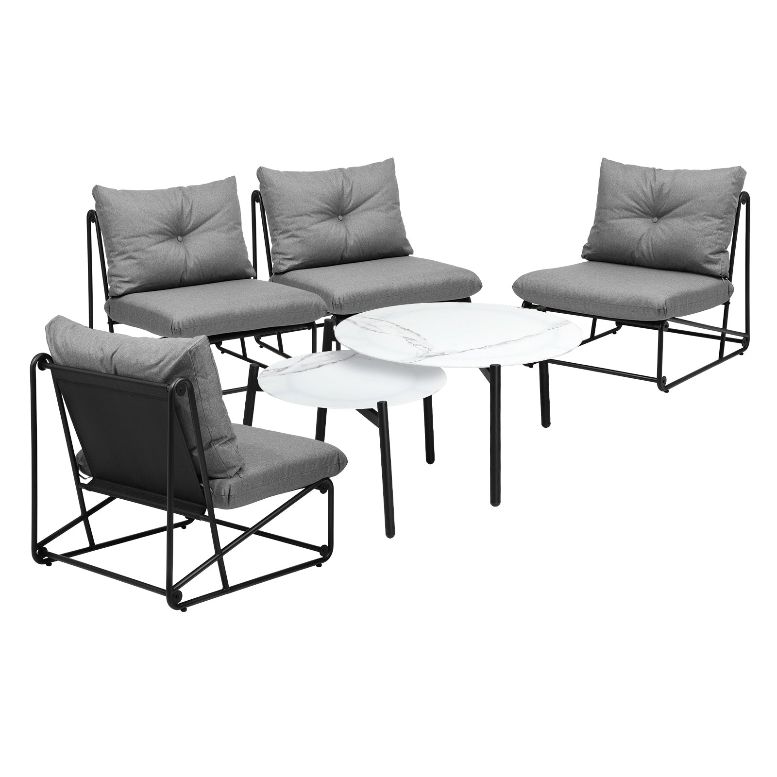 Livsip Outdoor Sofa Set 6 PCS Lounge Setting Table Chairs Patio Furniture Grey - Sunyee