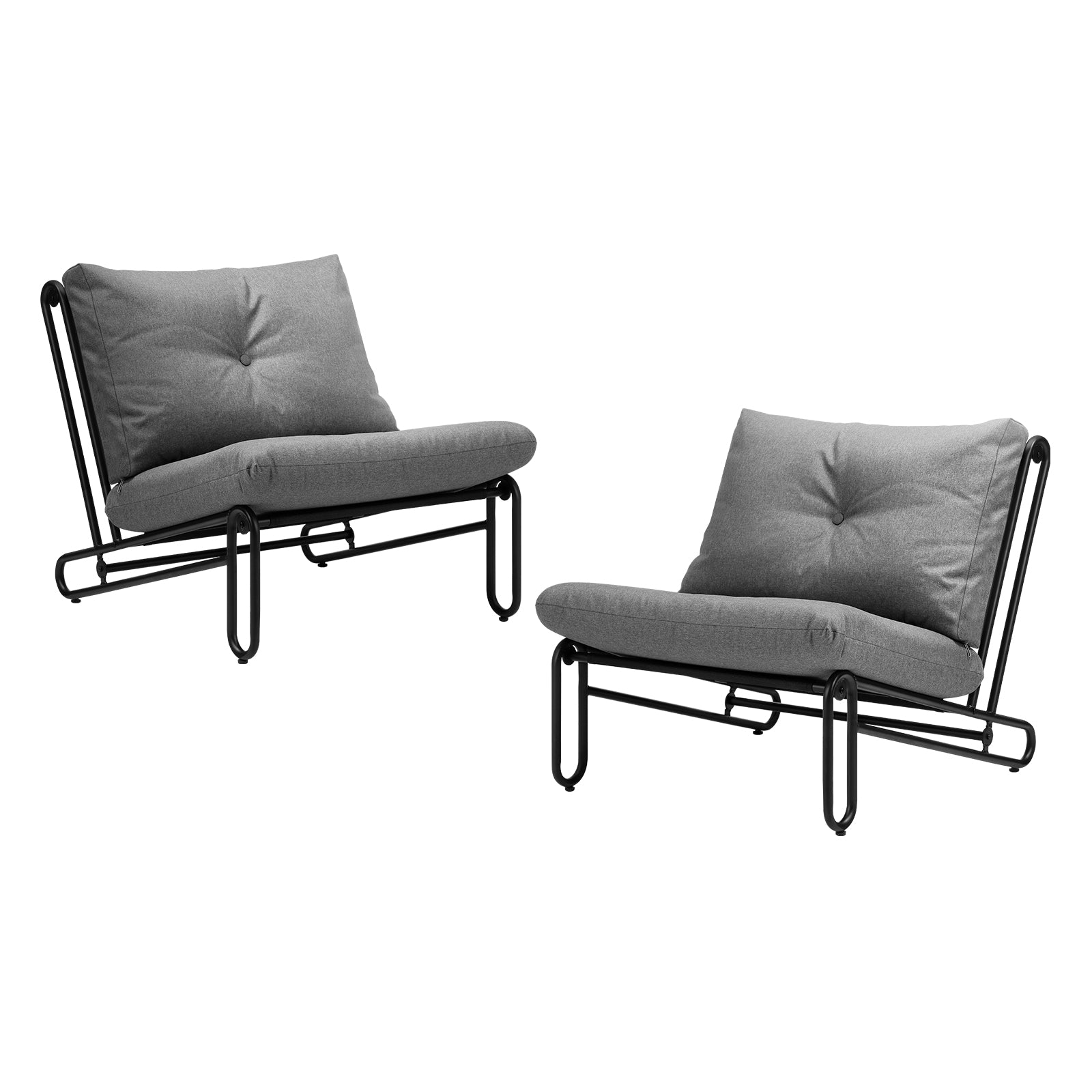 Livsip 2PC Outdoor Lounge Chairs Patio Furniture Garden Sofa with Cushions Grey - Sunyee