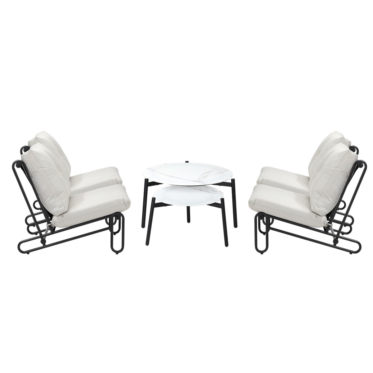 Livsip Outdoor Sofa Set 6 PCS Lounge Setting Table Chairs Patio Furniture Beige - Sunyee