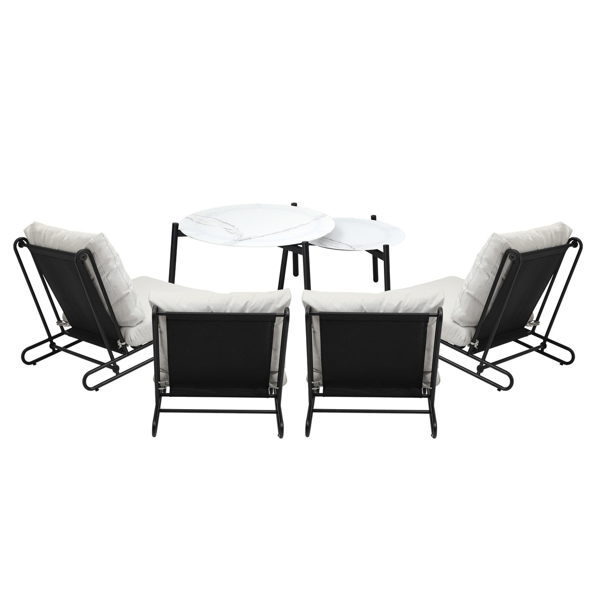 Livsip Outdoor Sofa Set 6 PCS Lounge Setting Table Chairs Patio Furniture Beige - Sunyee