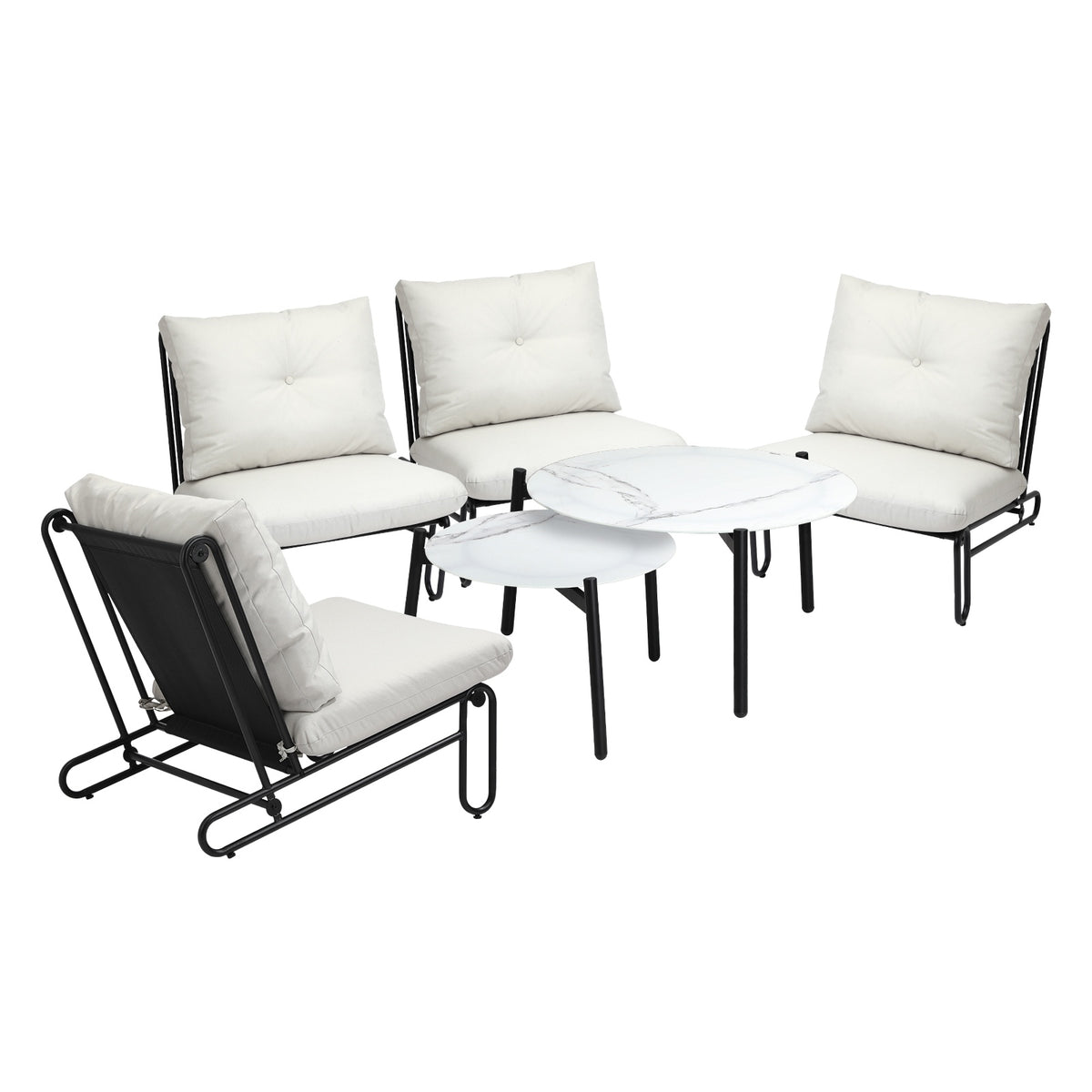 Livsip Outdoor Sofa Set 6 PCS Lounge Setting Table Chairs Patio Furniture Beige - Sunyee