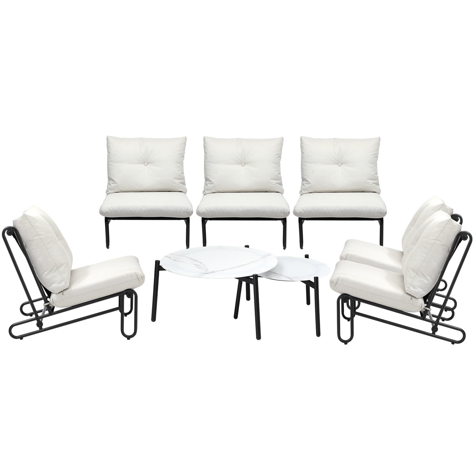 Livsip Outdoor Sofa Set 8 Piece Garden Patio Lounge Setting Table Chairs Beige - Sunyee