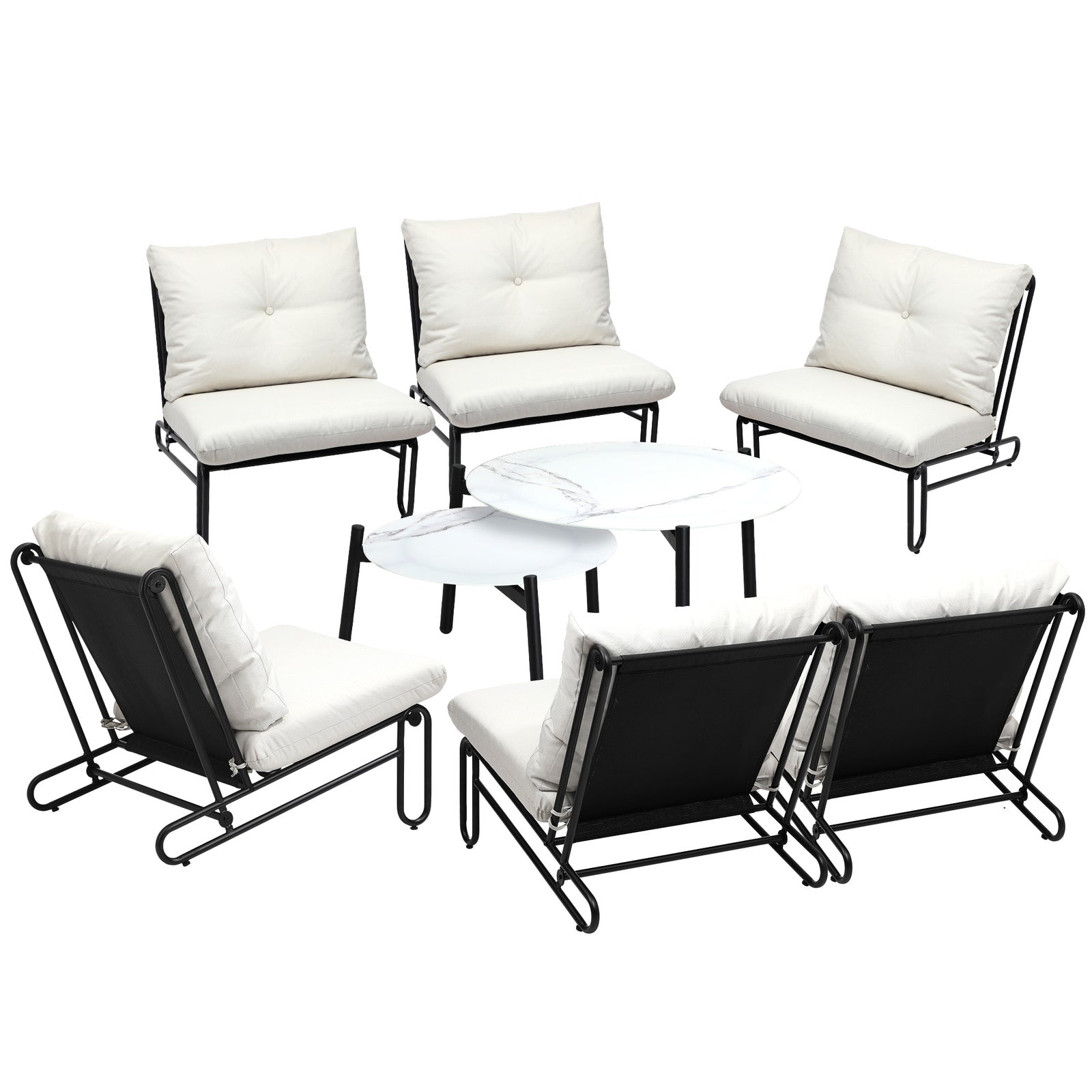 Livsip Outdoor Sofa Set 8 Piece Garden Patio Lounge Setting Table Chairs Beige - Sunyee