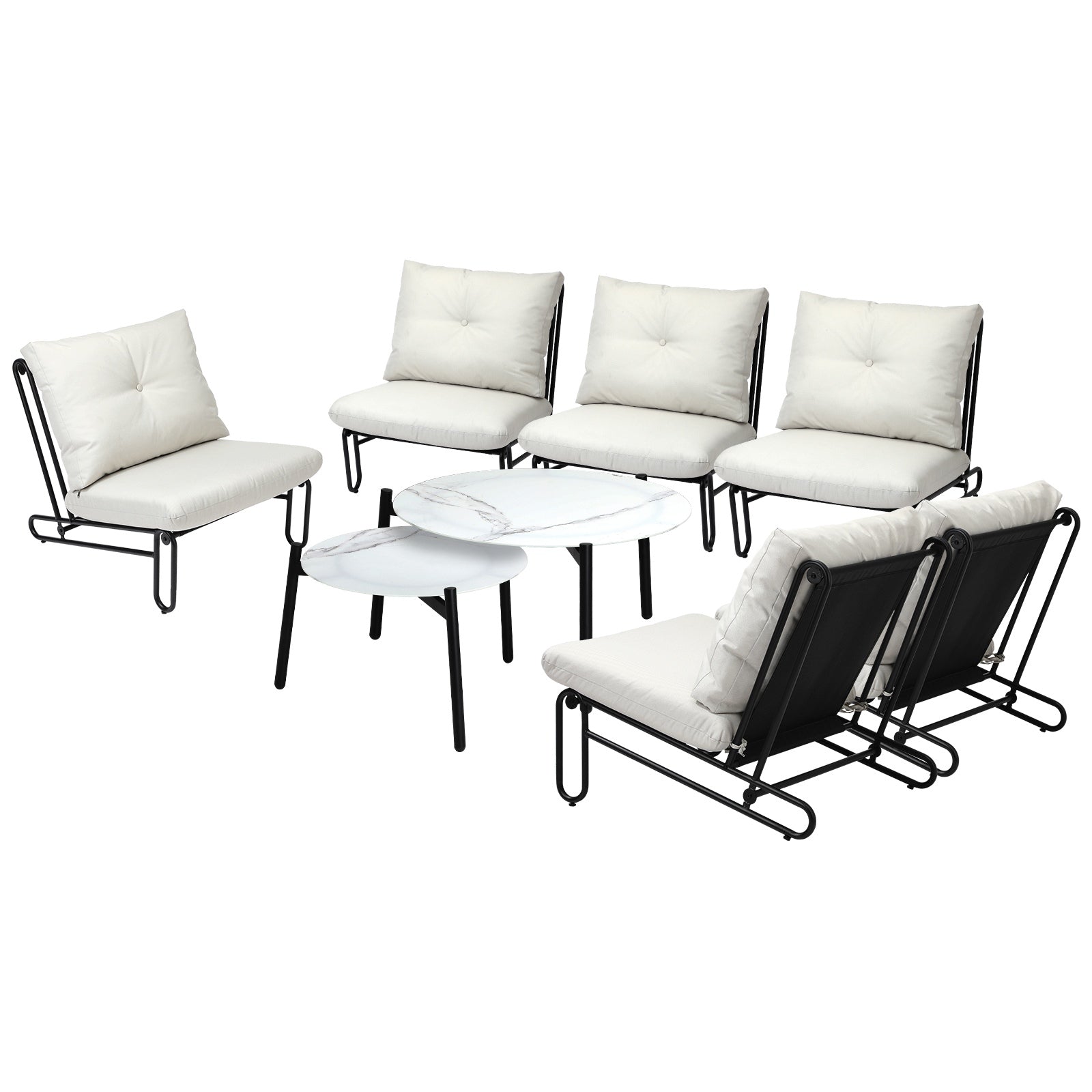 Livsip Outdoor Sofa Set 8 Piece Garden Patio Lounge Setting Table Chairs Beige - Sunyee