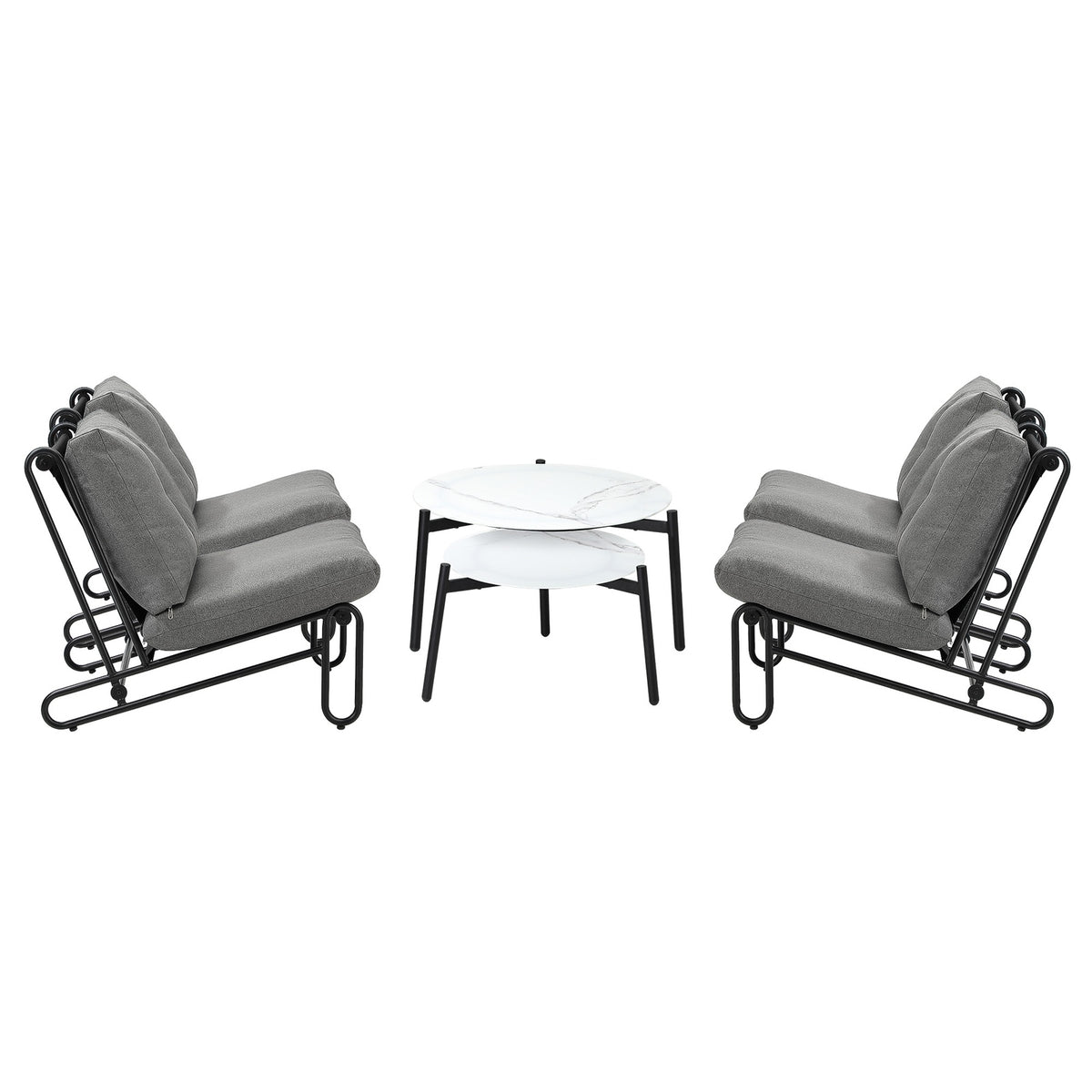 Livsip Outdoor Sofa Set 6 PCS Lounge Setting Table Chairs Patio Furniture Grey - Sunyee