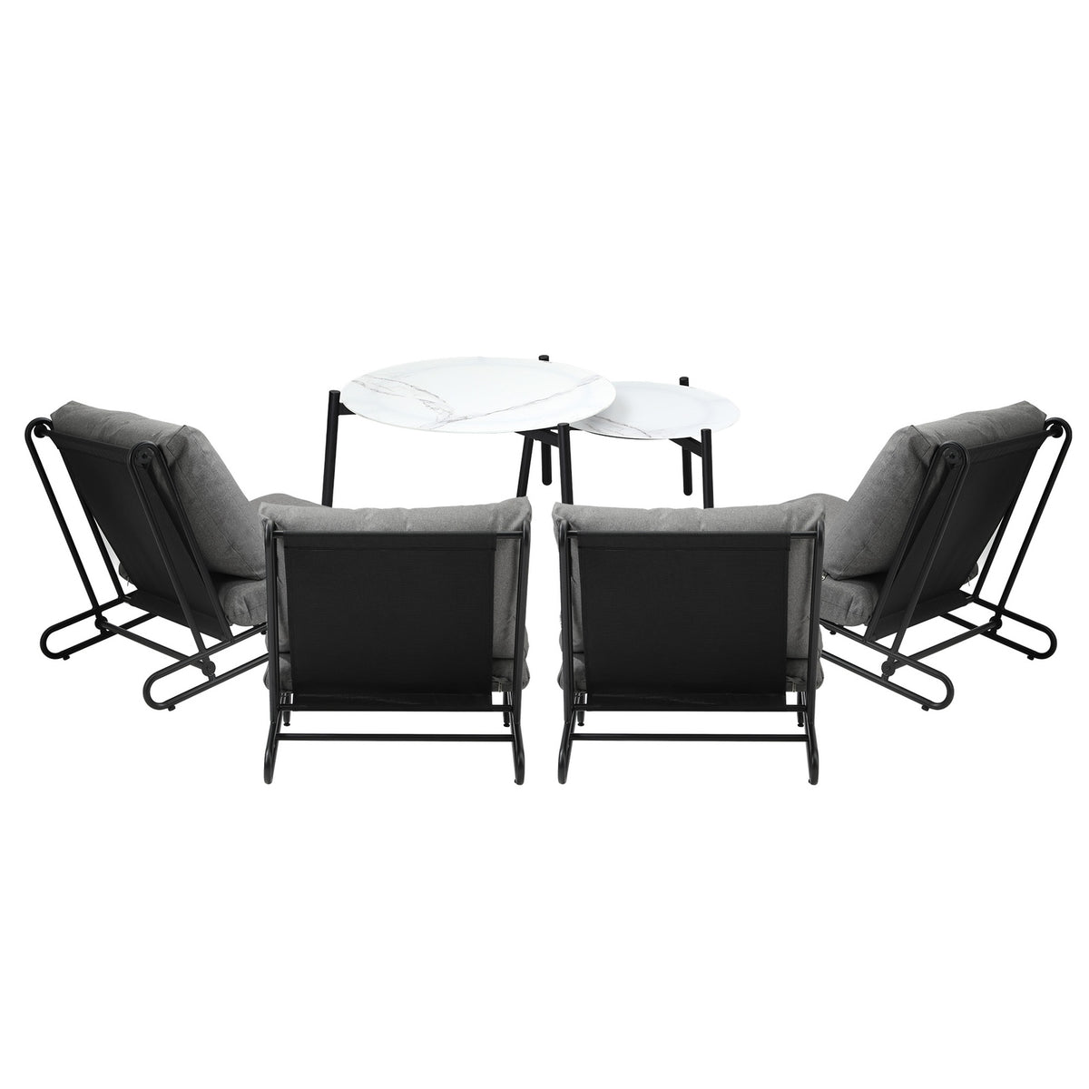Livsip Outdoor Sofa Set 6 PCS Lounge Setting Table Chairs Patio Furniture Grey - Sunyee