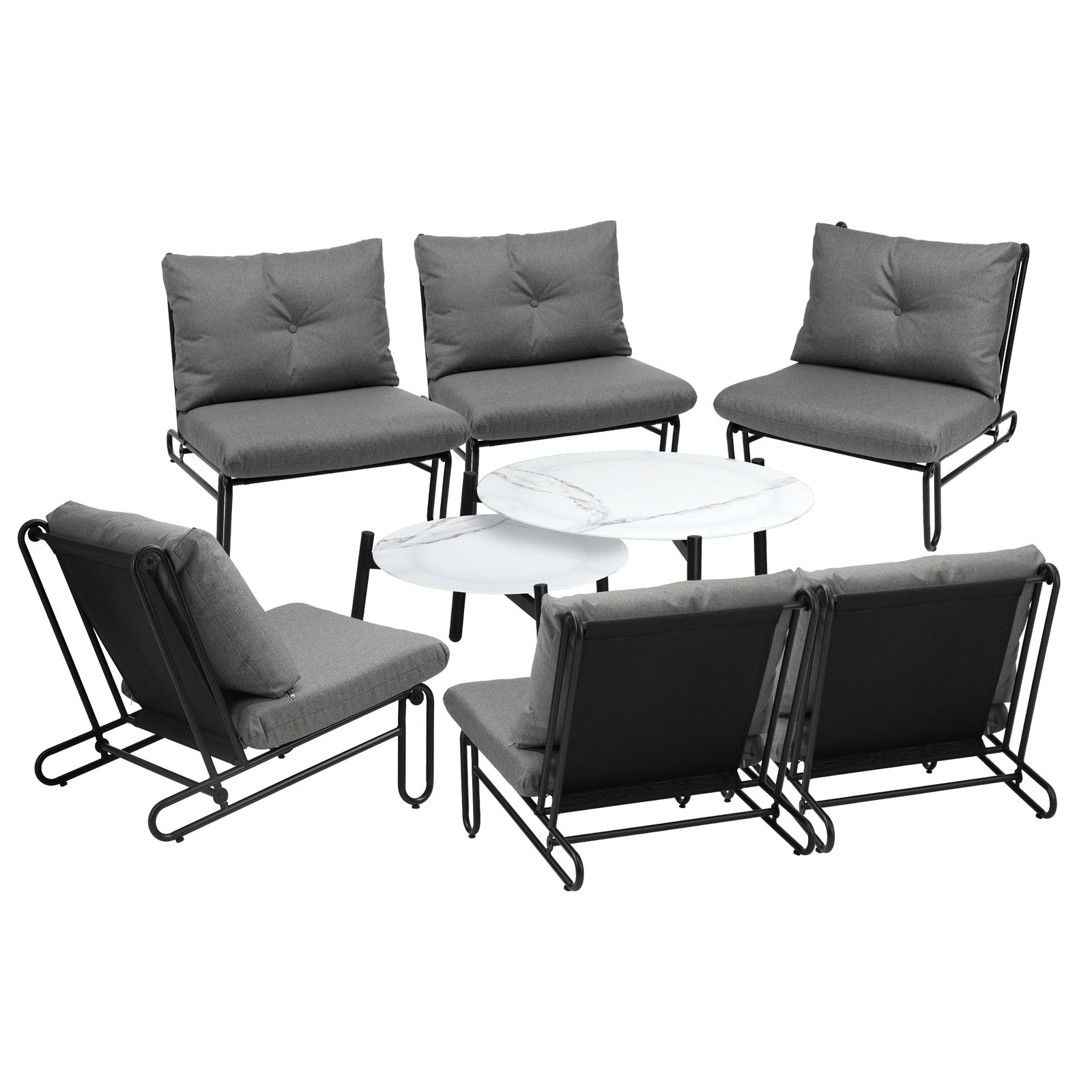 Livsip Outdoor Sofa Set 8 Piece Garden Patio Lounge Setting Table Chairs Grey - Sunyee