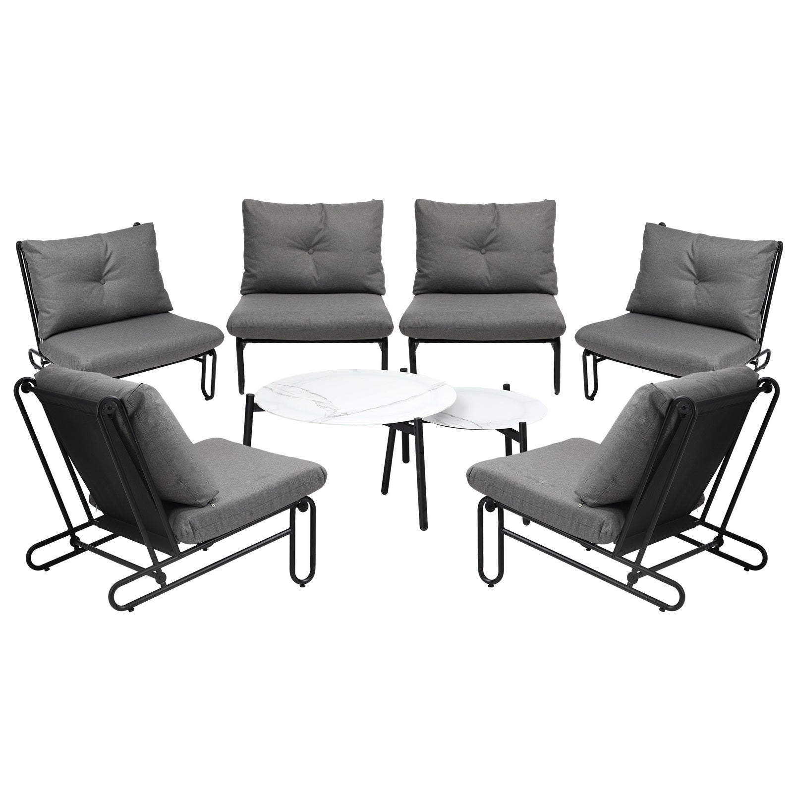 Livsip Outdoor Sofa Set 8 Piece Garden Patio Lounge Setting Table Chairs Grey - Sunyee