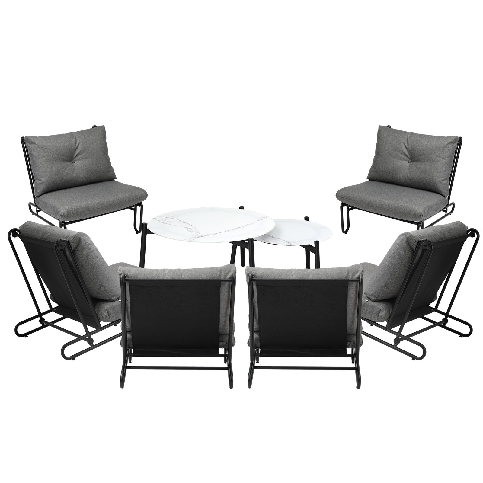 Livsip Outdoor Sofa Set 8 Piece Garden Patio Lounge Setting Table Chairs Grey - Sunyee