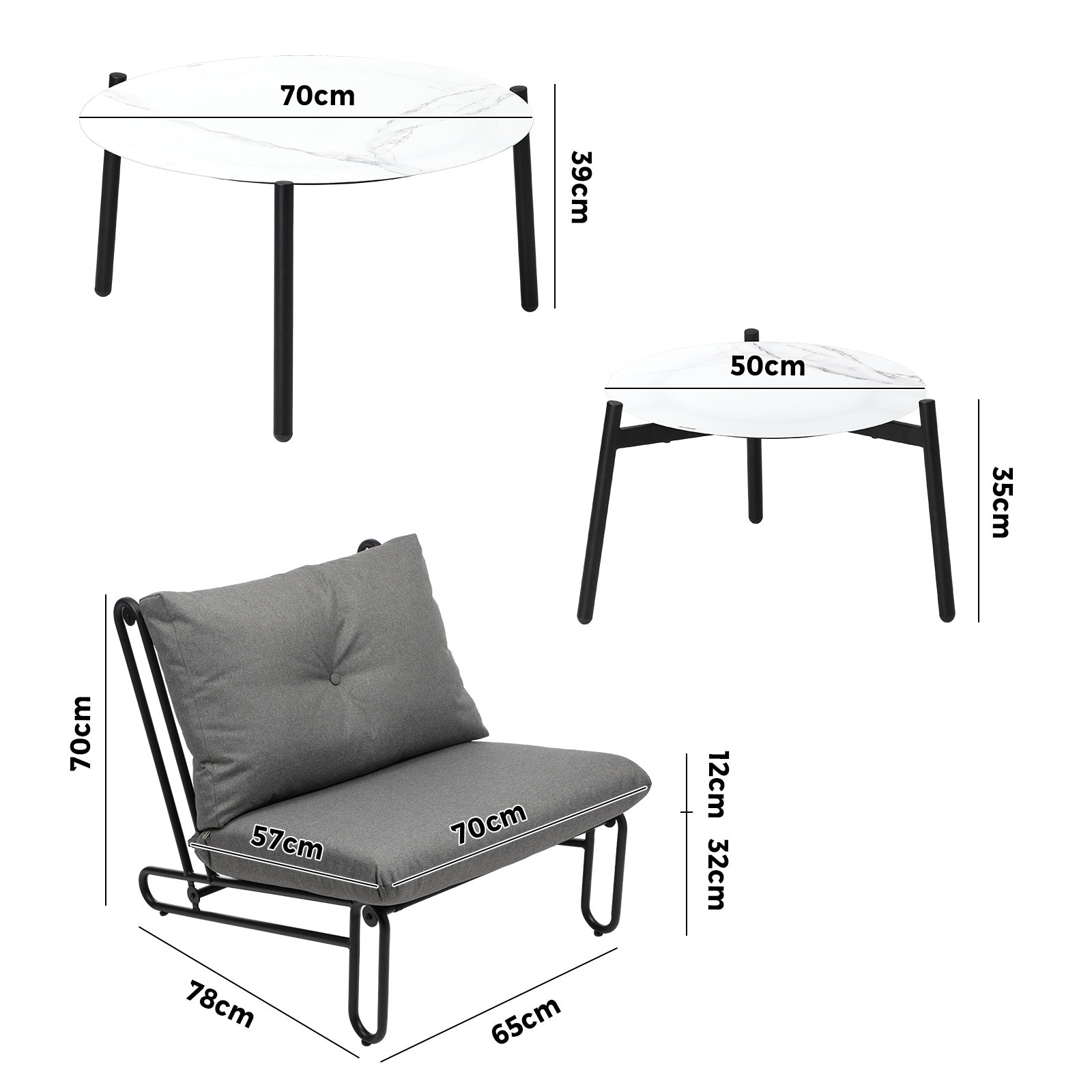 Livsip Outdoor Sofa Set 8 Piece Garden Patio Lounge Setting Table Chairs Grey - Sunyee