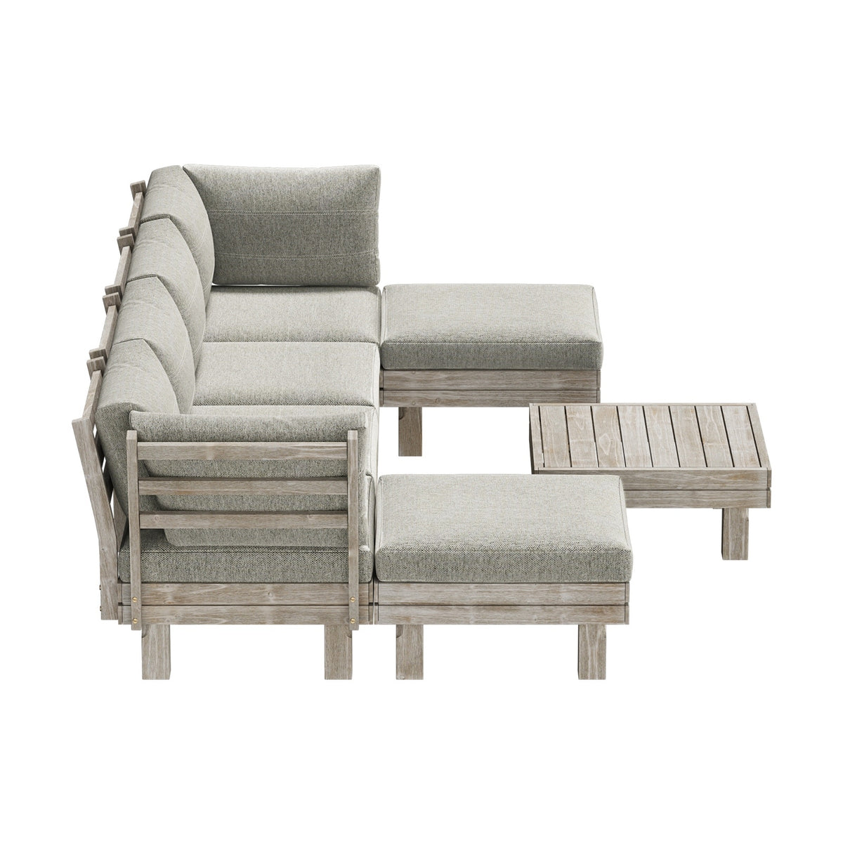 Livsip 7PCS Outdoor Sofa Set Wooden Lounge Setting Table Chair Patio Furniture