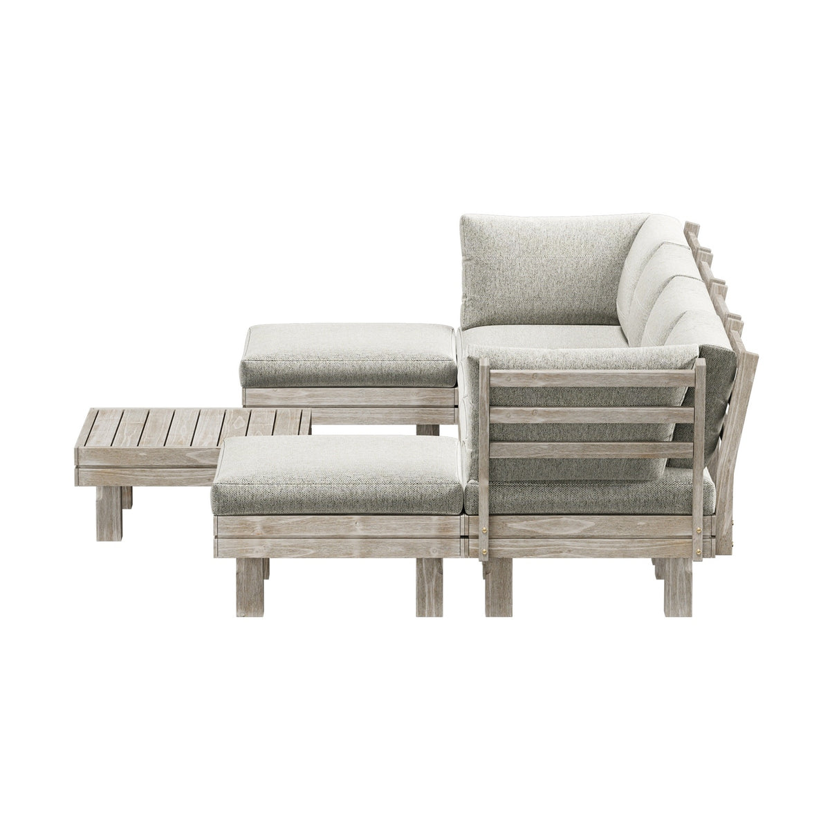 Livsip 7PCS Outdoor Sofa Set Wooden Lounge Setting Table Chair Patio Furniture