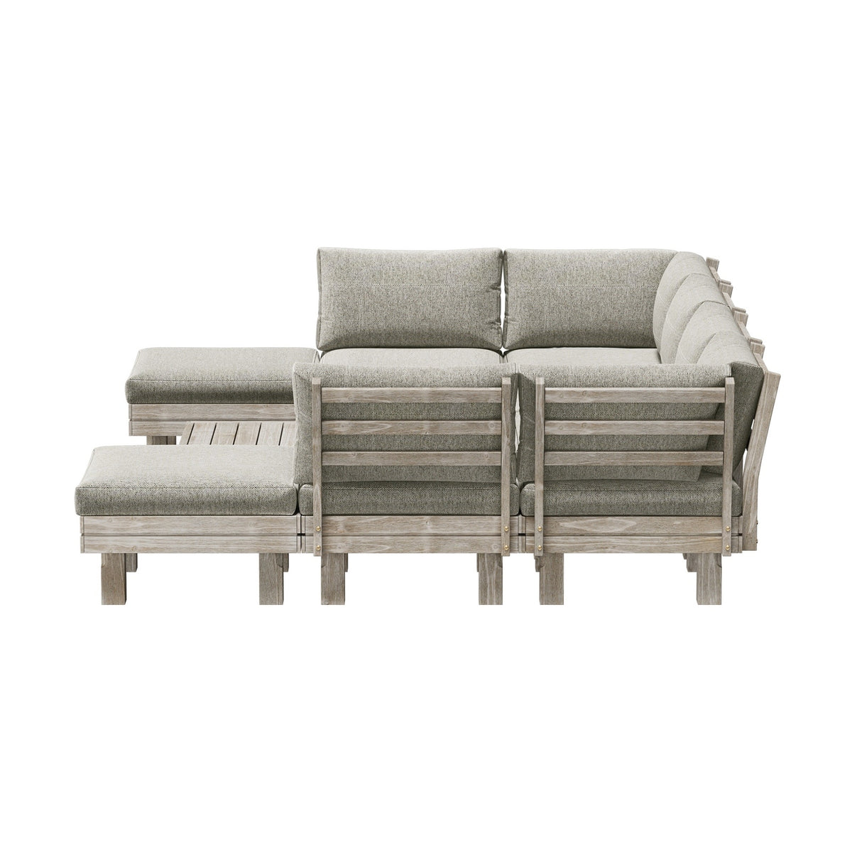 Livsip 9PCS Outdoor Sofa Set Wooden Lounge Setting Table Chair Patio Furniture