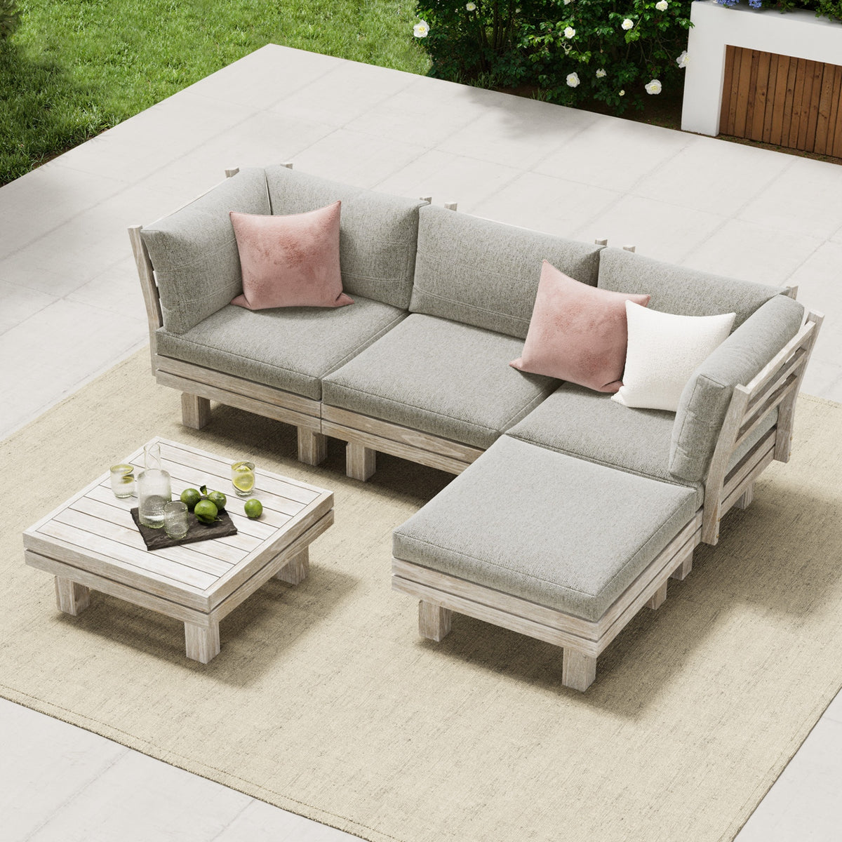 Livsip 4 Seater Outdoor Sofa Set Lounge Setting Table Chair Patio Furniture