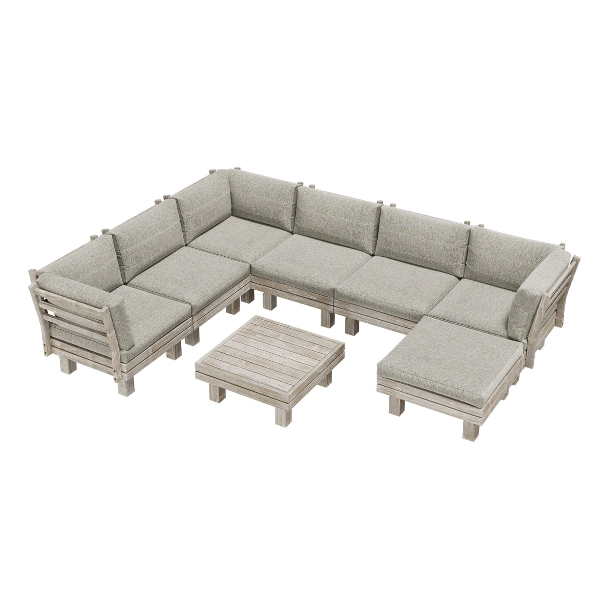 Livsip 8PCS Outdoor Sofa Set Wooden Lounge Setting Table Chair Patio Furniture