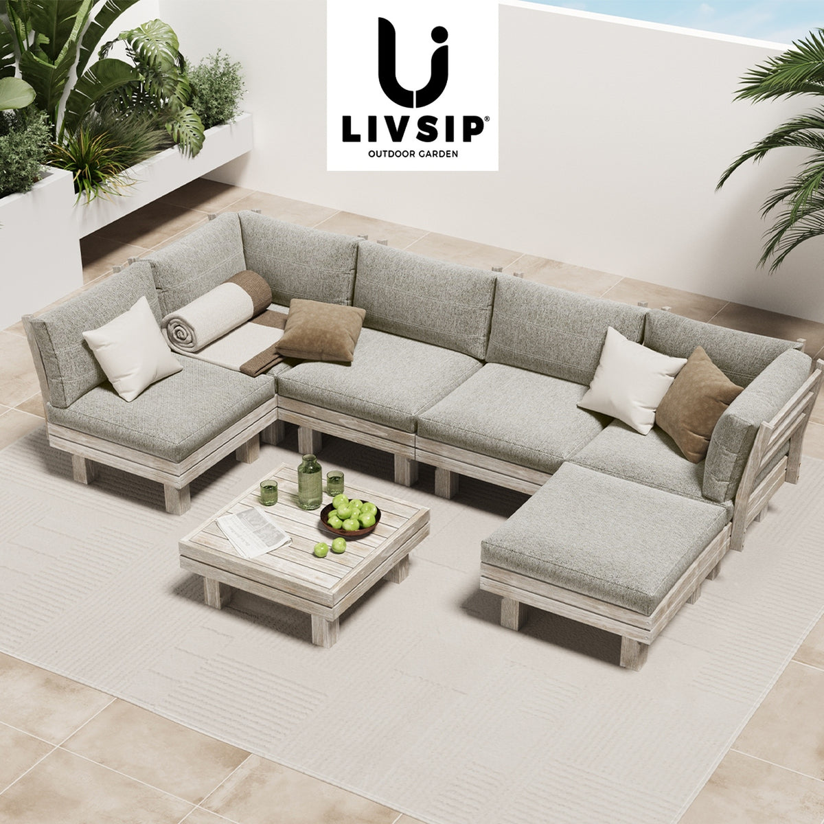 Livsip 7PCS Outdoor Furniture Sofa Set Lounge Setting Garden Patio Furniture