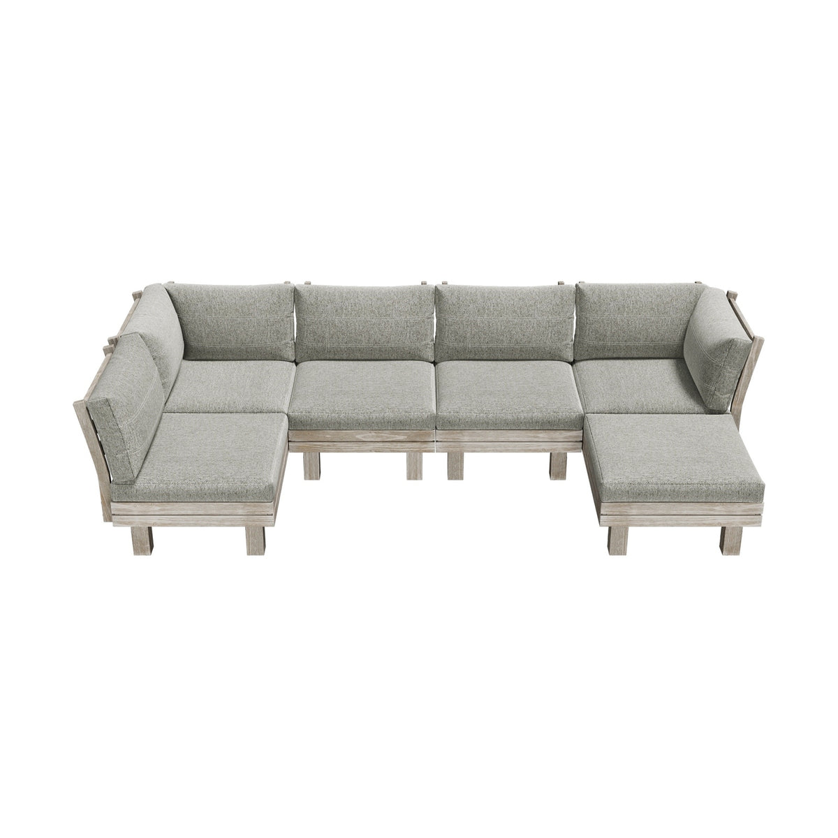 Livsip 6 Piece Outdoor Sofa Set Wooden Modular Lounge Setting Patio Furniture