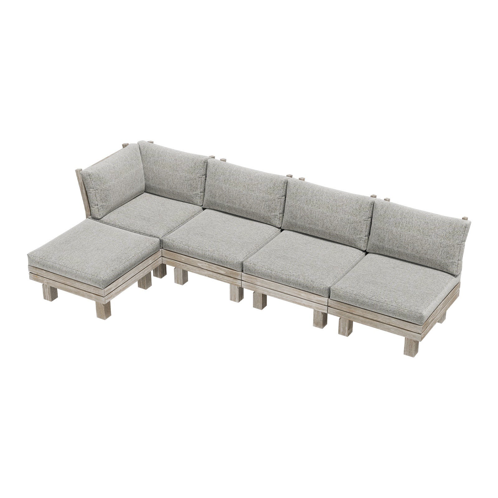 Livsip 5PCS Outdoor Furniture Sofa Set Wooden Lounge Setting Patio Furniture - Sunyee