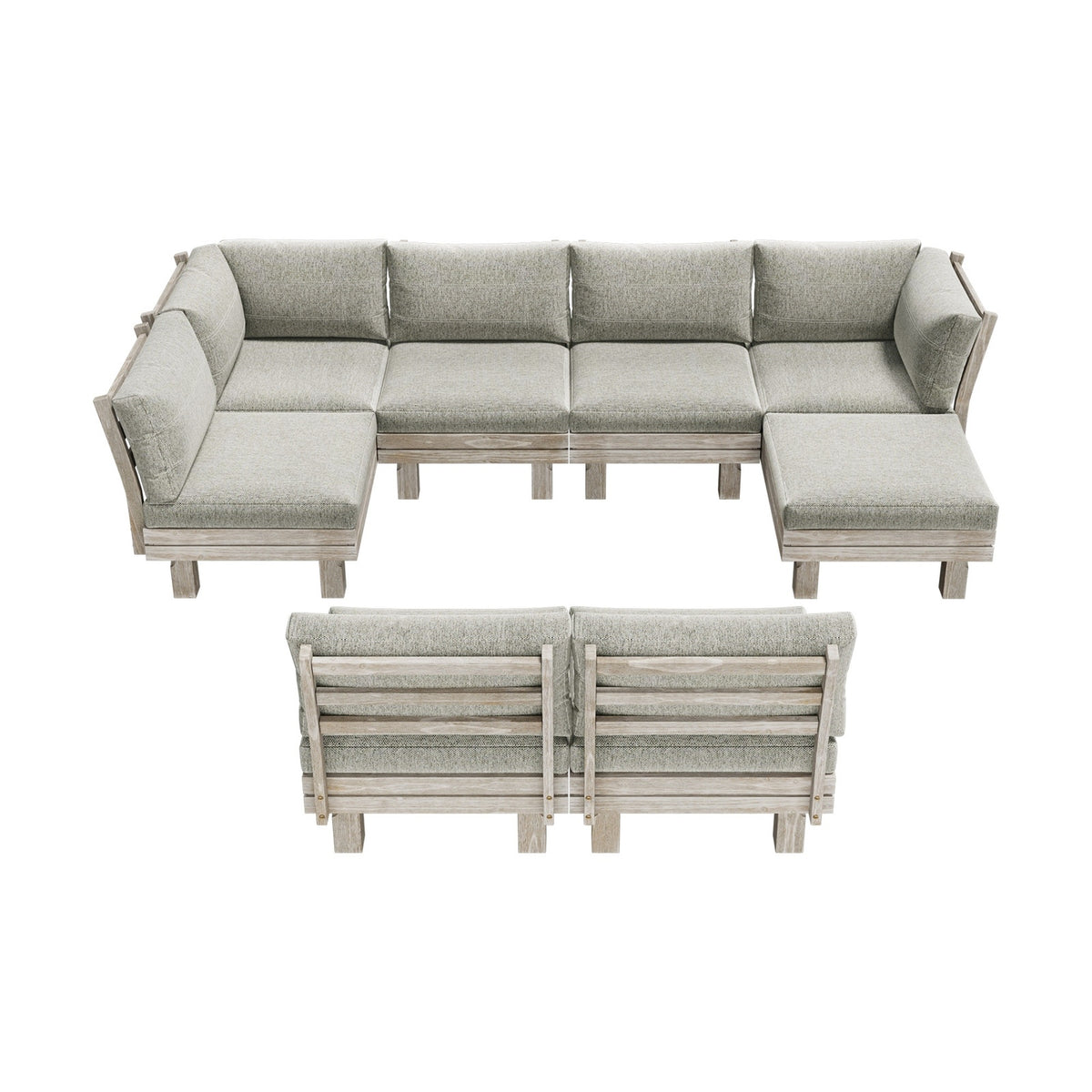 Livsip Outdoor Sofa Set 8 Piece Wooden Lounge Setting Garden Patio Furniture