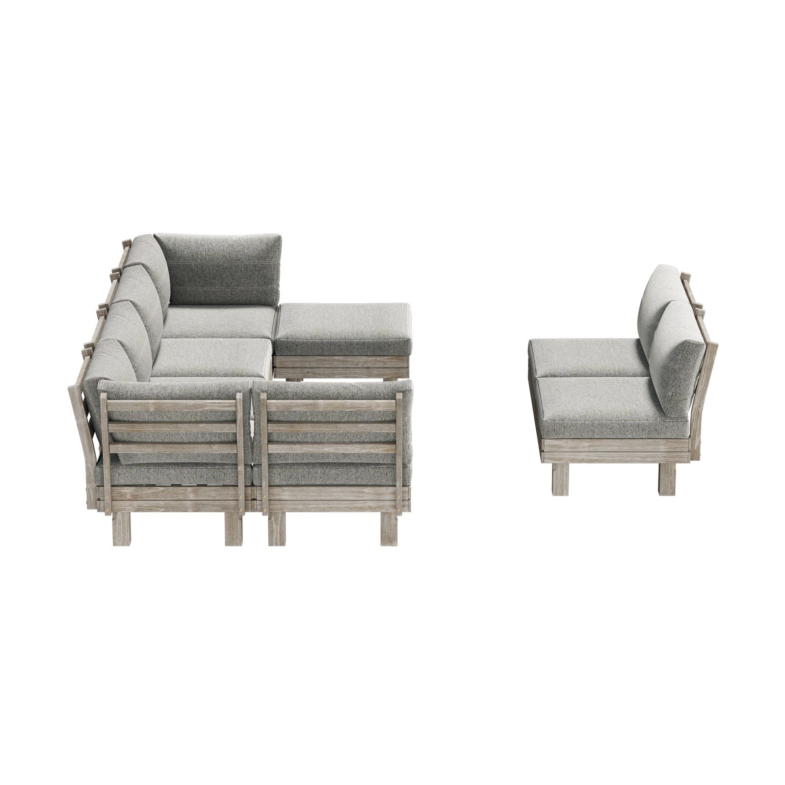 Livsip 5PCS Outdoor Furniture Sofa Set Wooden Lounge Setting Patio Furniture - Sunyee