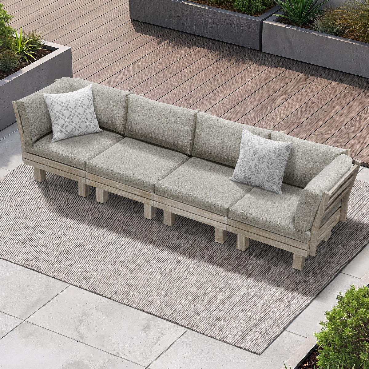 Livsip 4 Seater Outdoor Sofa Set Wooden Modular Lounge Setting Patio Furniture