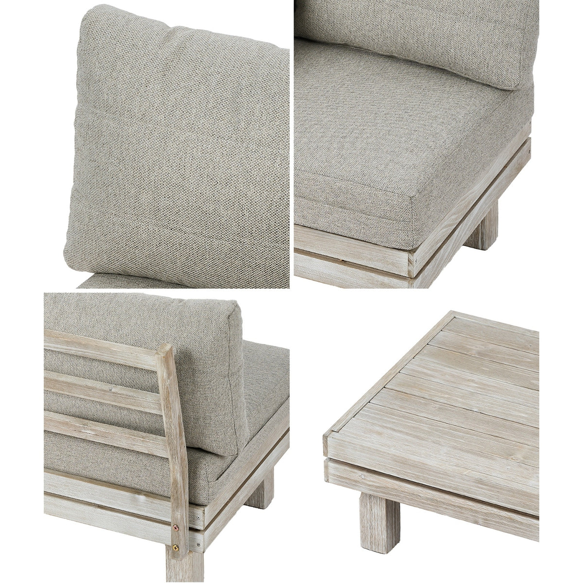 Livsip 4 Seater Outdoor Sofa Set Wooden Modular Lounge Setting Patio Furniture