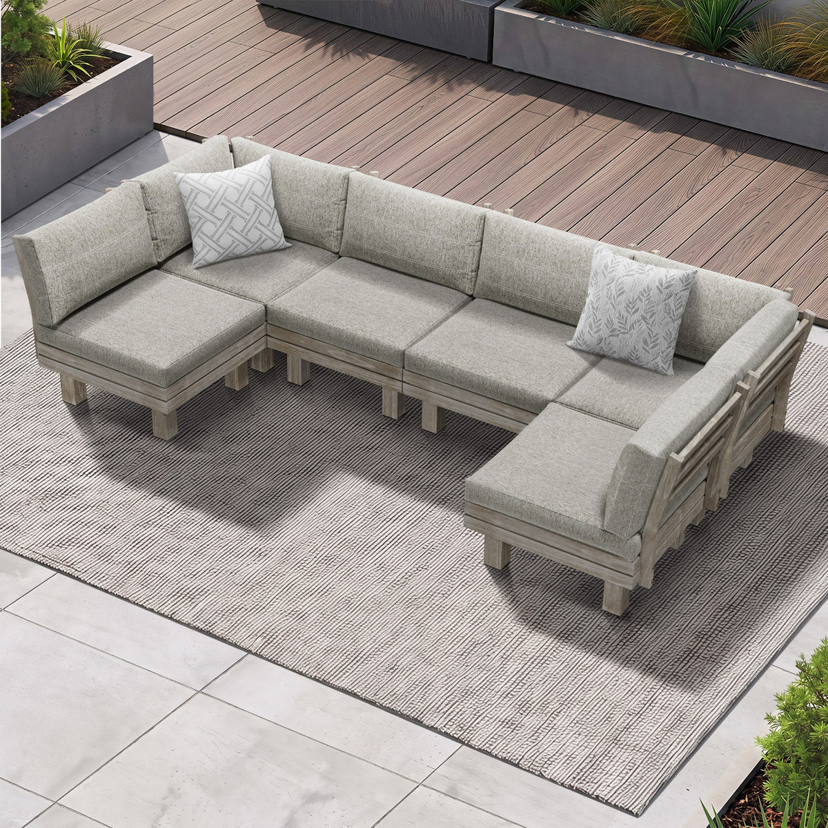 Livsip 6 Seater Outdoor Sofa Set Wooden Modular Lounge Setting Patio Furniture